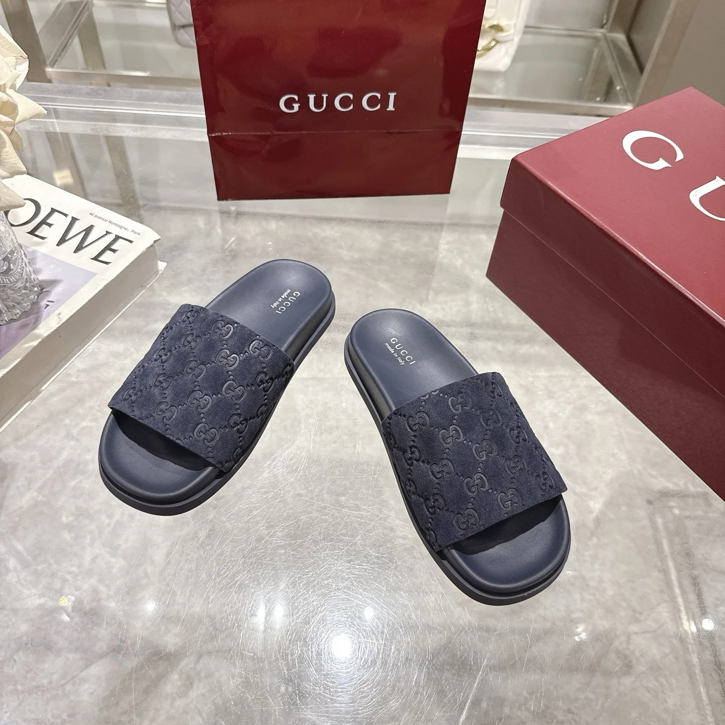 GUCCI Sandals Suede Leather Blue EU36-47 A70202609111829 - Image 4