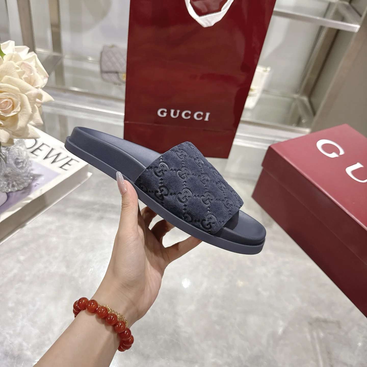 GUCCI Sandals Suede Leather Blue EU36-47 A70202609111829 - Image 5