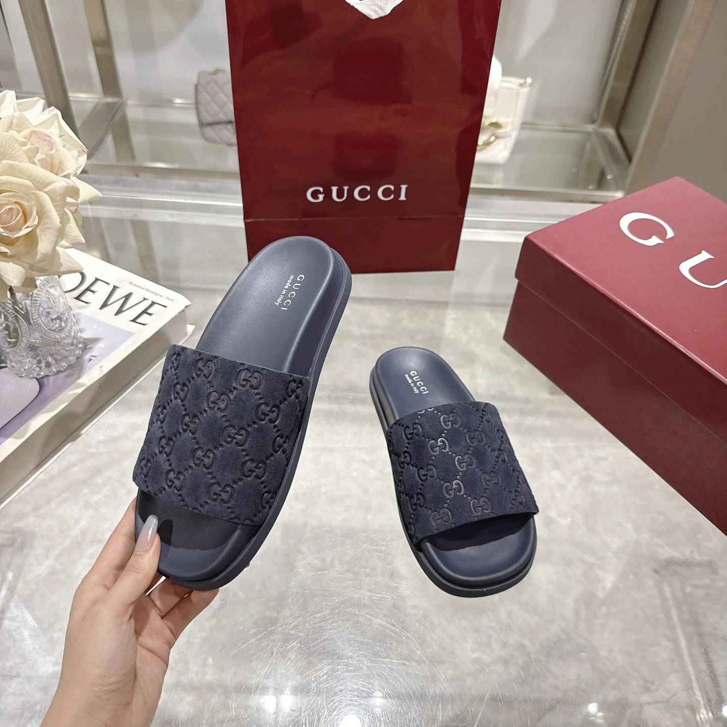 GUCCI Sandals Suede Leather Blue EU36-47 A70202609111829 - Image 6