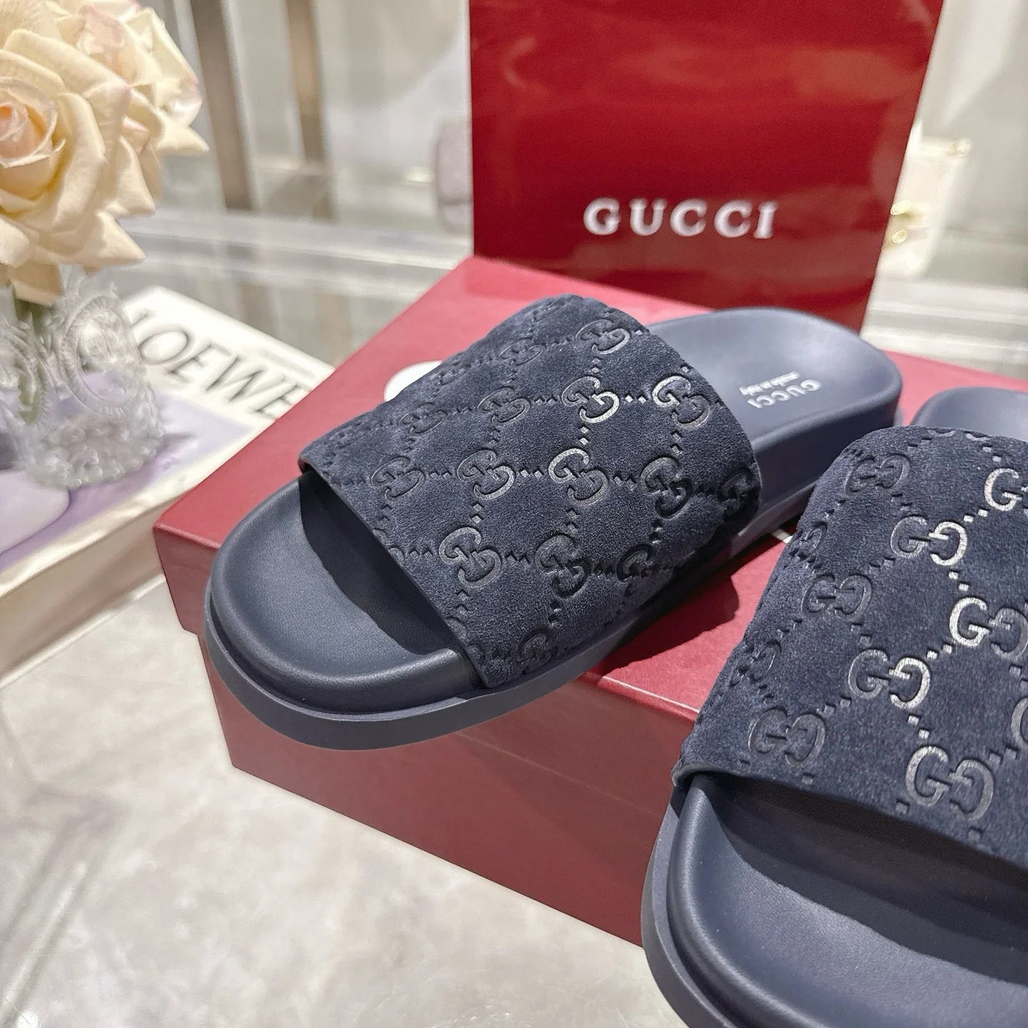 GUCCI Sandals Suede Leather Blue EU36-47 A70202609111829 - Image 7