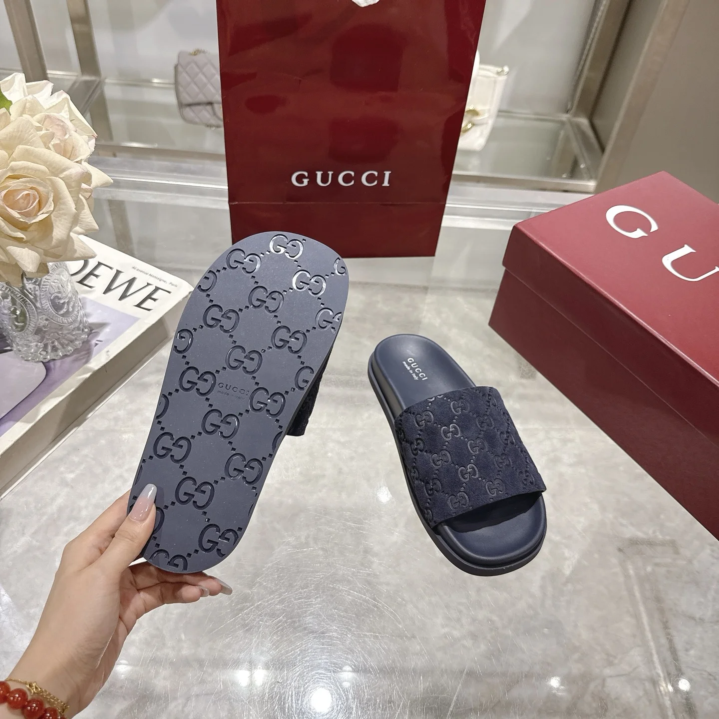 GUCCI Sandals Suede Leather Blue EU36-47 A70202609111829 - Image 9