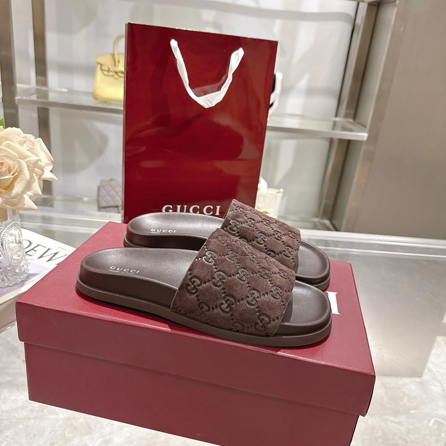 GUCCI Sandals Suede Leather Brown EU36-47 A70202609111826
