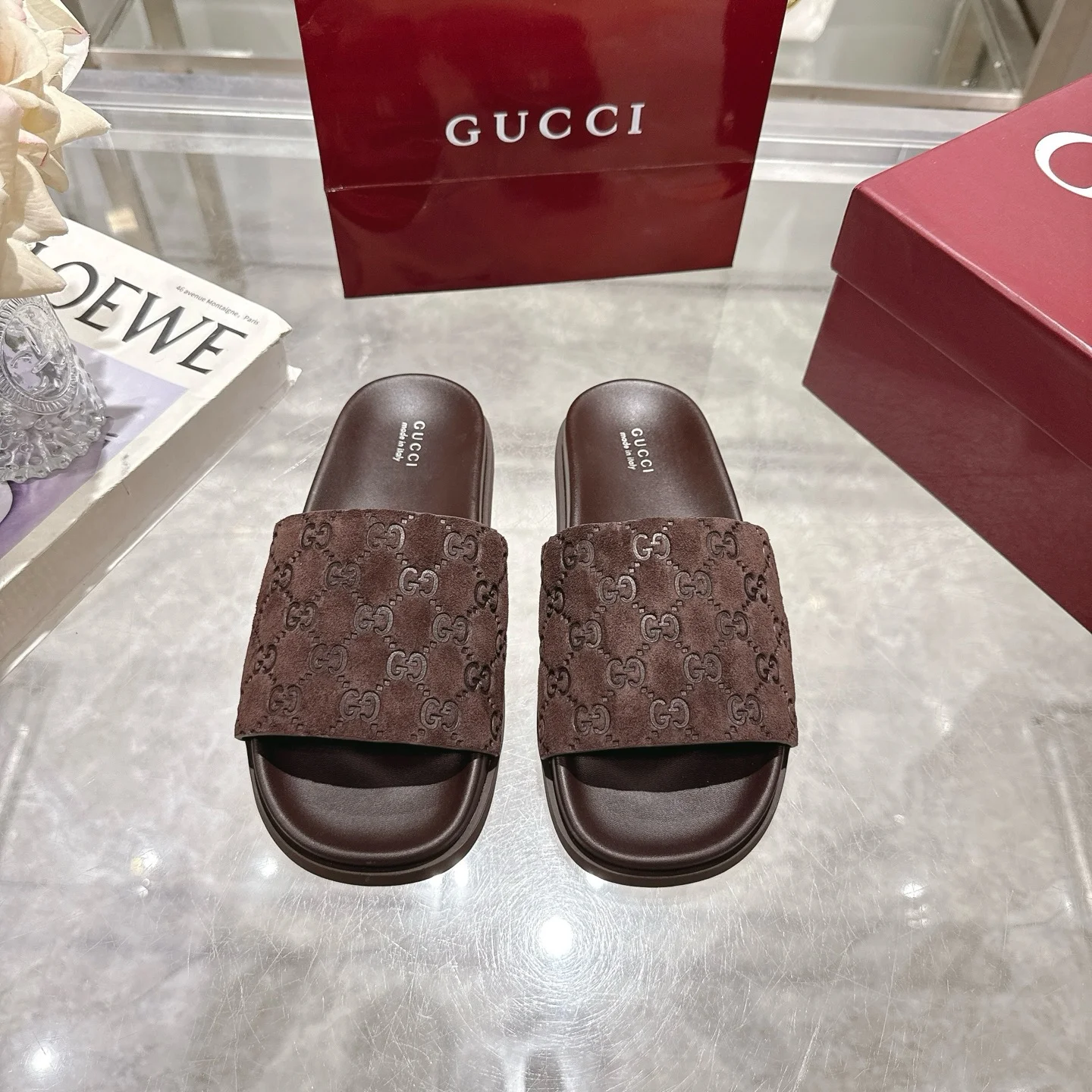 GUCCI Sandals Suede Leather Brown EU36-47 A70202609111826 - Image 2