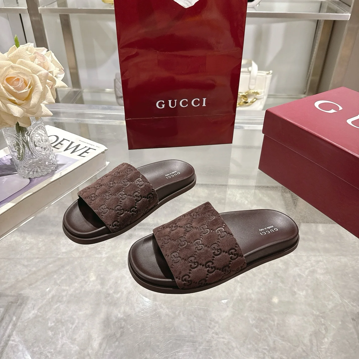 GUCCI Sandals Suede Leather Brown EU36-47 A70202609111826 - Image 3