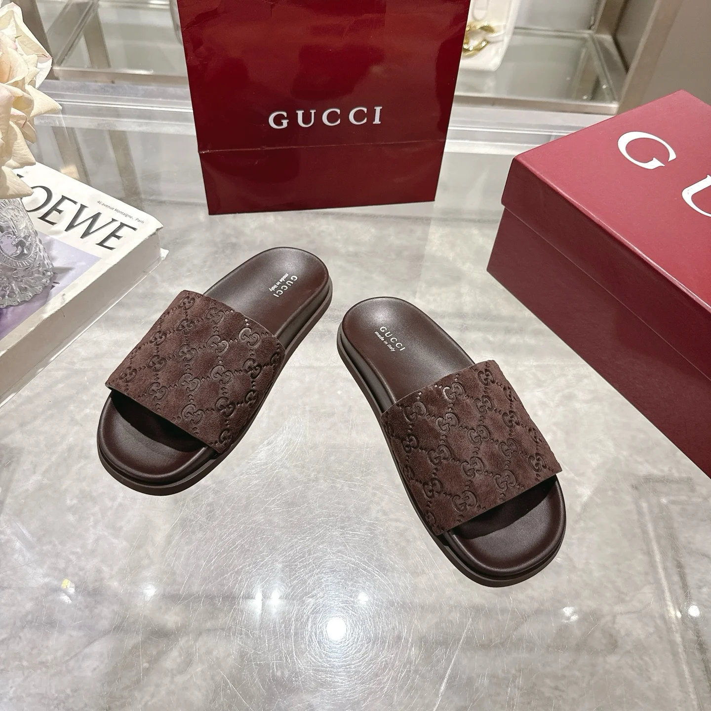 GUCCI Sandals Suede Leather Brown EU36-47 A70202609111826 - Image 4