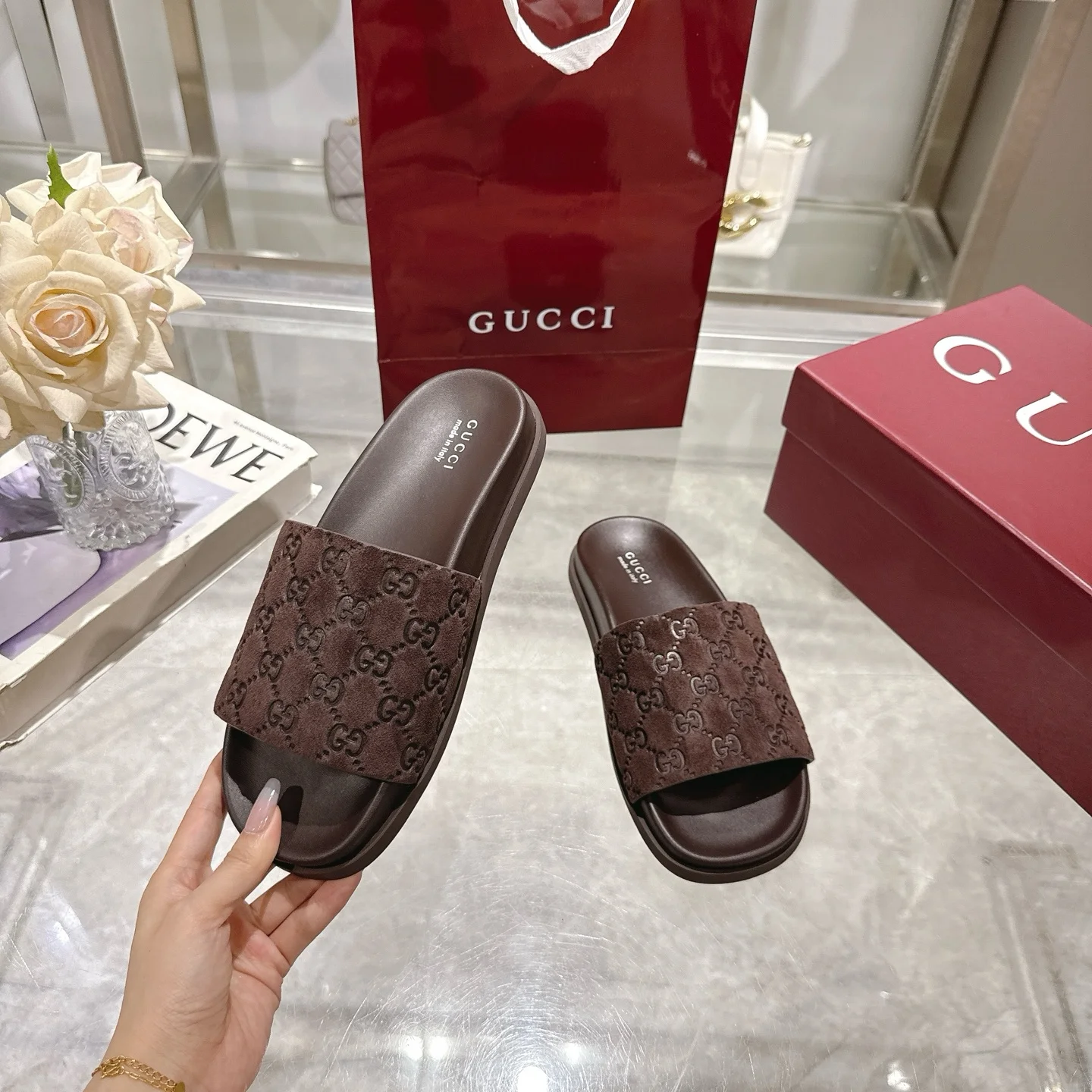GUCCI Sandals Suede Leather Brown EU36-47 A70202609111826 - Image 5