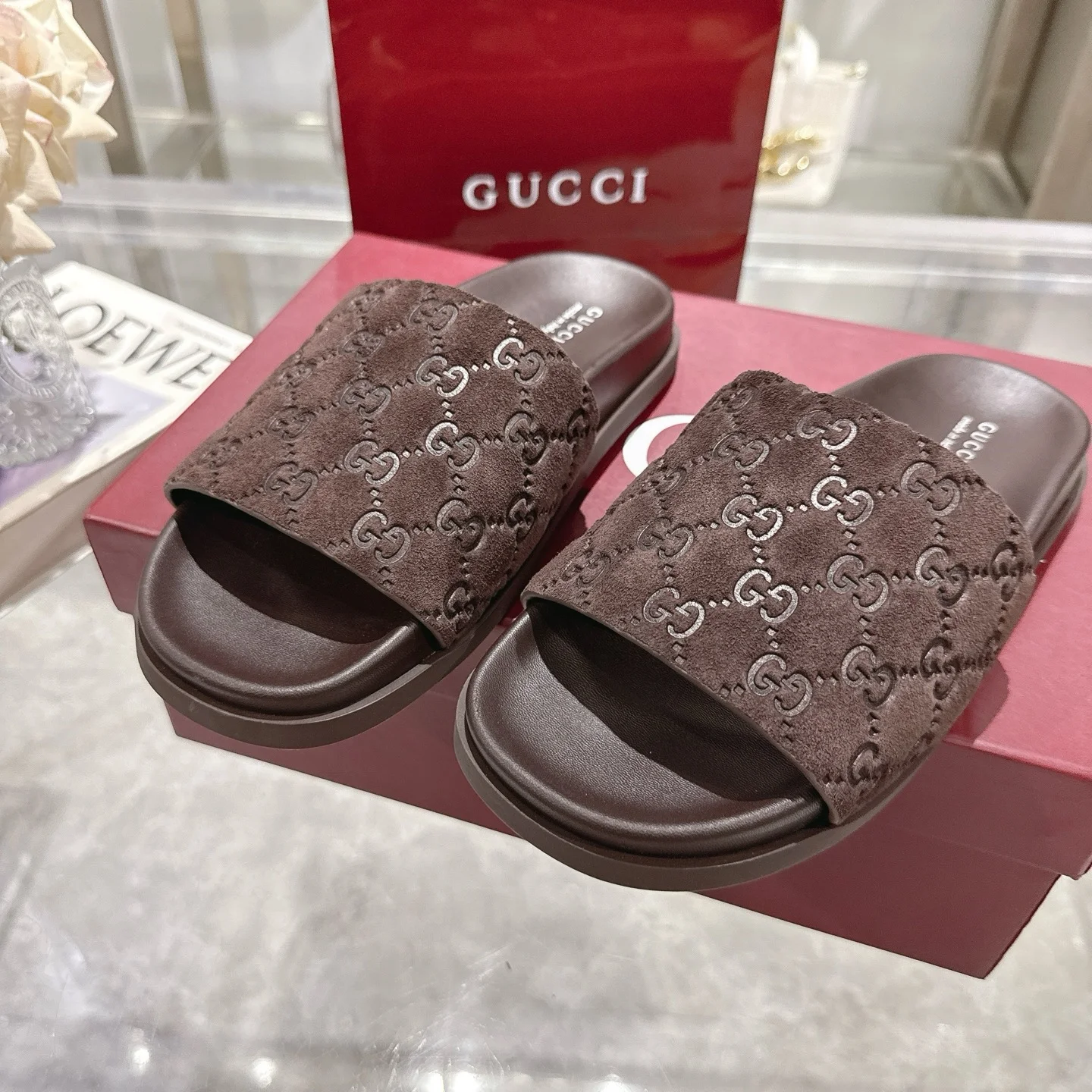 GUCCI Sandals Suede Leather Brown EU36-47 A70202609111826 - Image 7