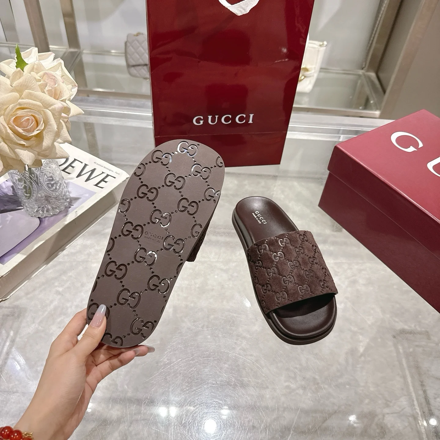 GUCCI Sandals Suede Leather Brown EU36-47 A70202609111826 - Image 9