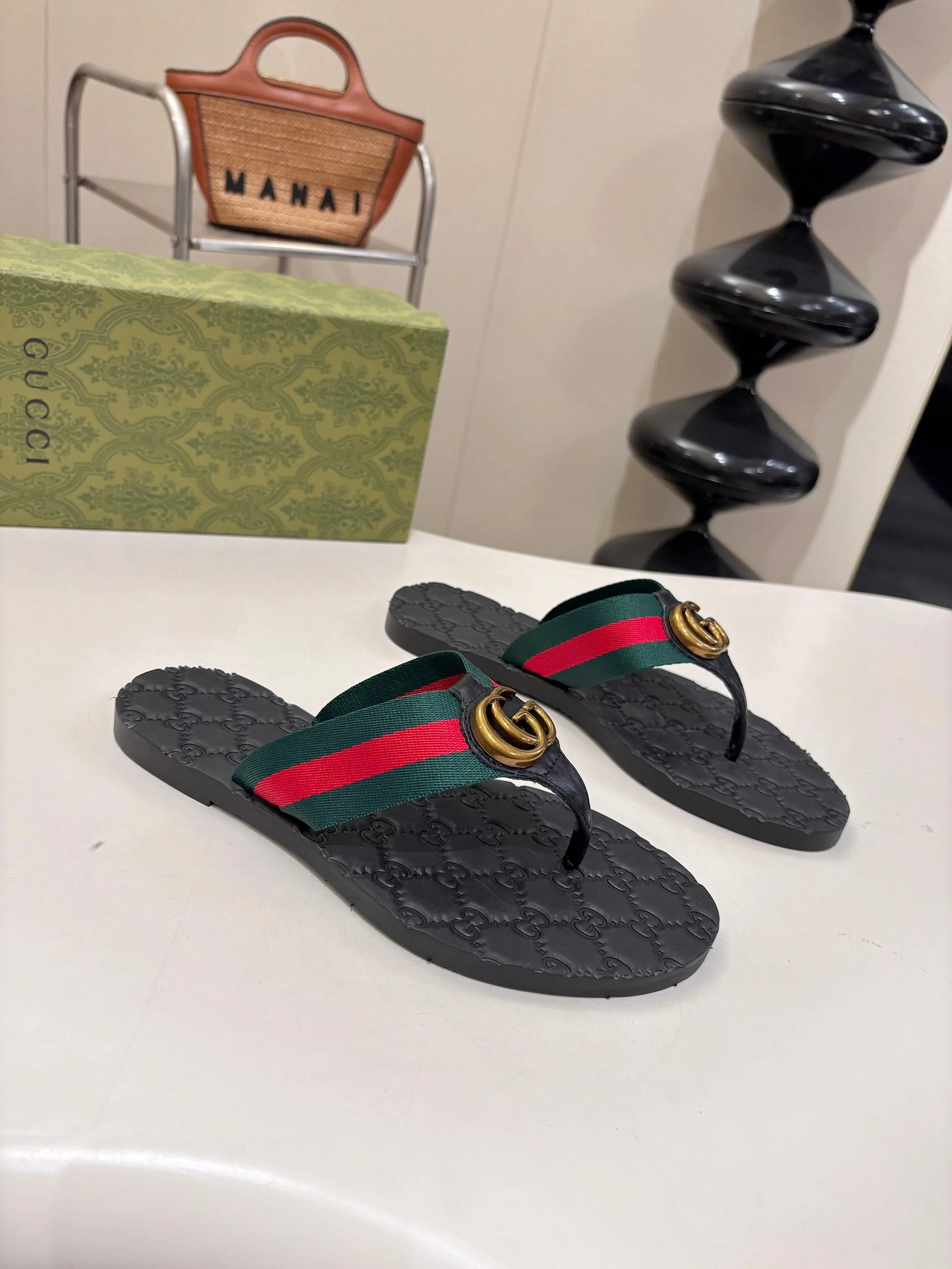 GUCCI Slides Black-Green-Red-Gold B046202609110058 - Image 6