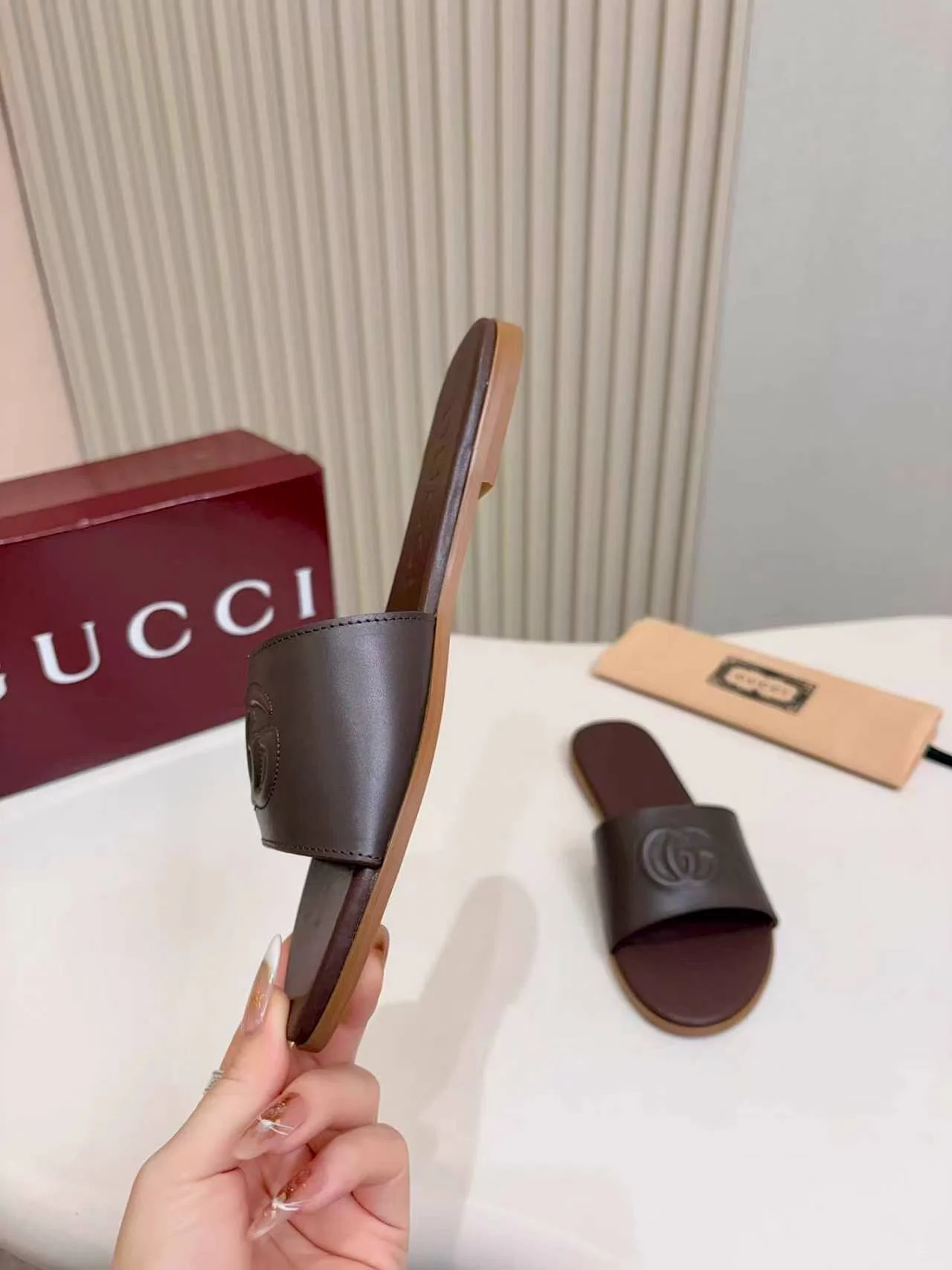 GUCCI Slides Brown EU35-43 A50202609111134 - Image 6