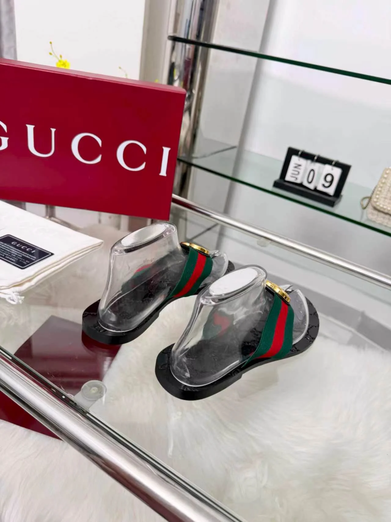GUCCI Slides Elastic Band Black-Gold EU35-45 A30202609110052 - Image 5