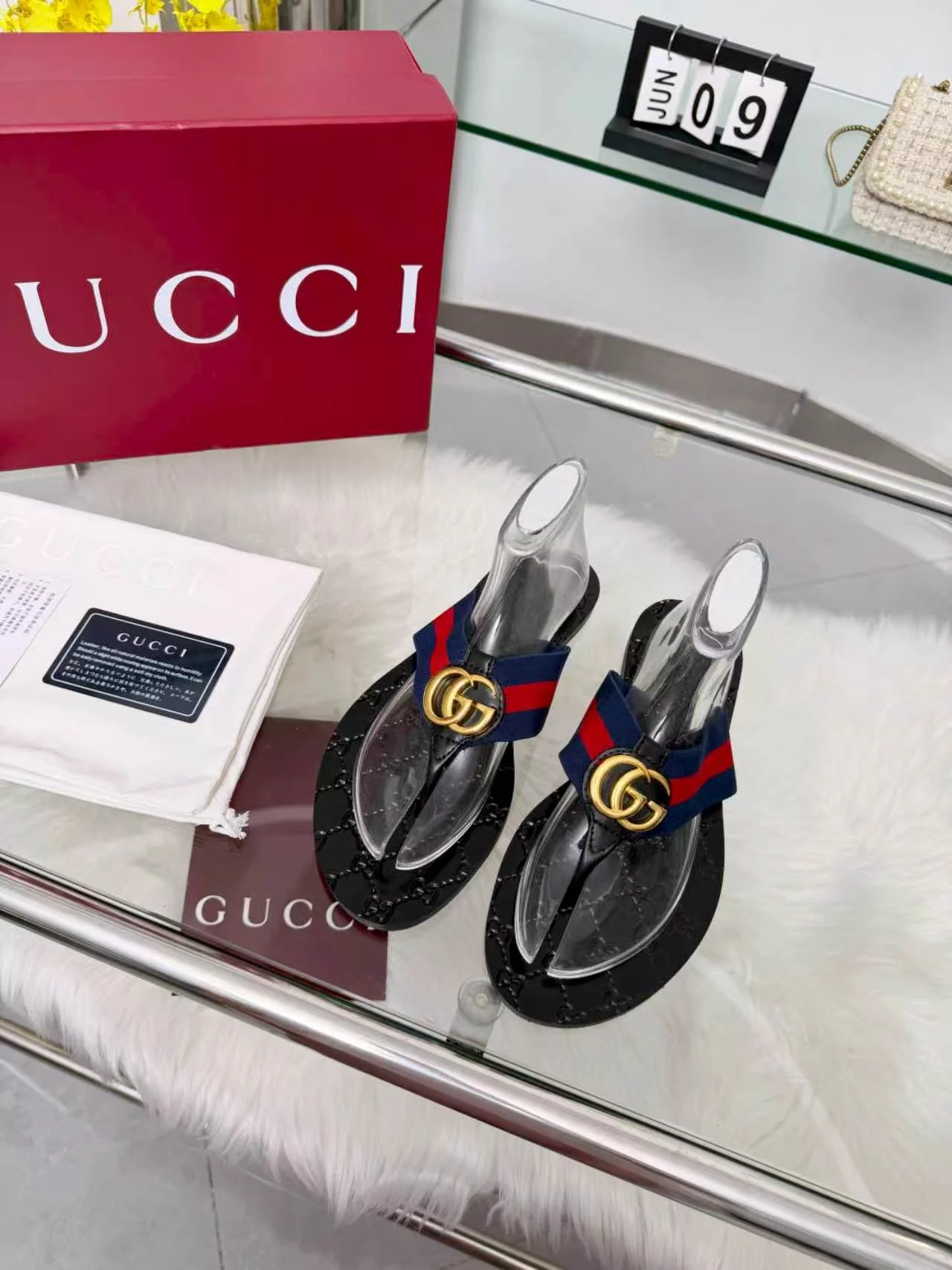 GUCCI Slides Elastic Black-Gold EU35-45 A30202609110054
