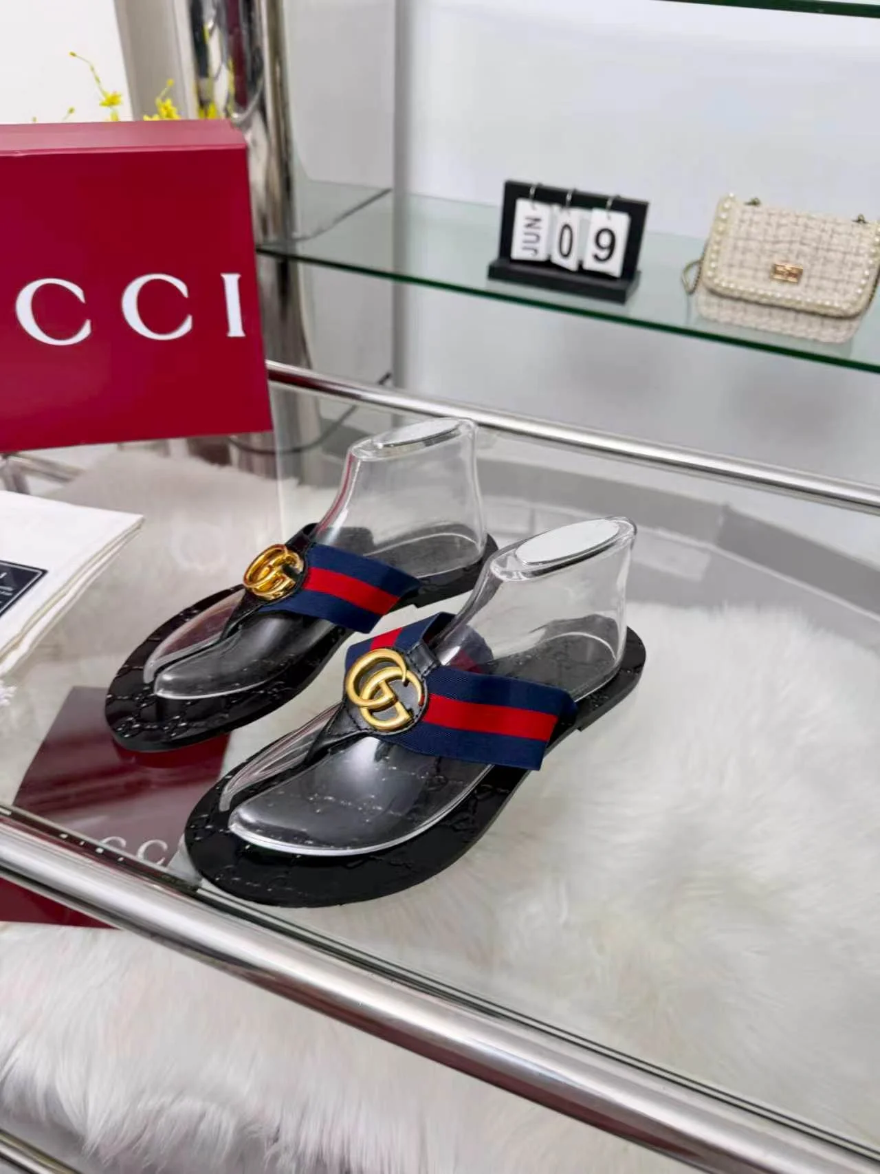 GUCCI Slides Elastic Black-Gold EU35-45 A30202609110054 - Image 3