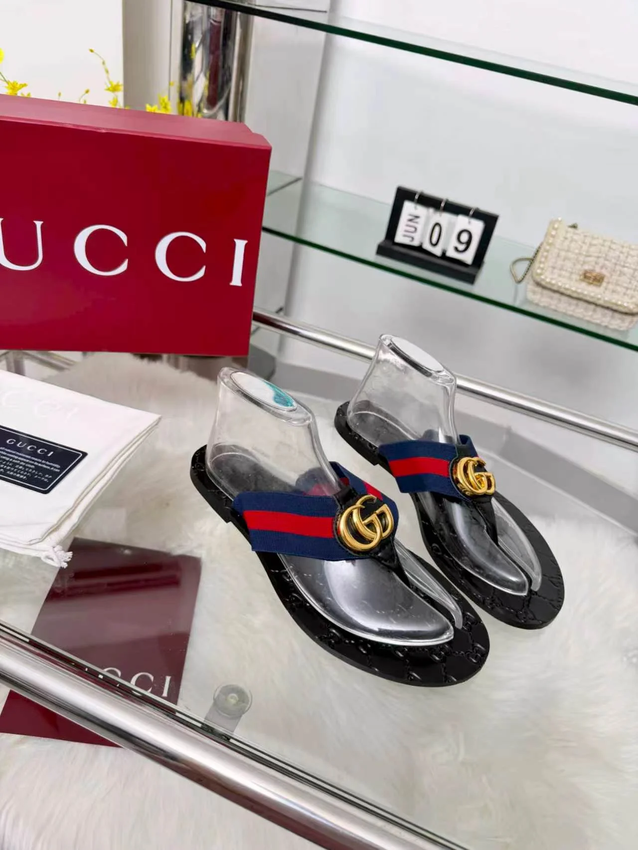 GUCCI Slides Elastic Black-Gold EU35-45 A30202609110054 - Image 4