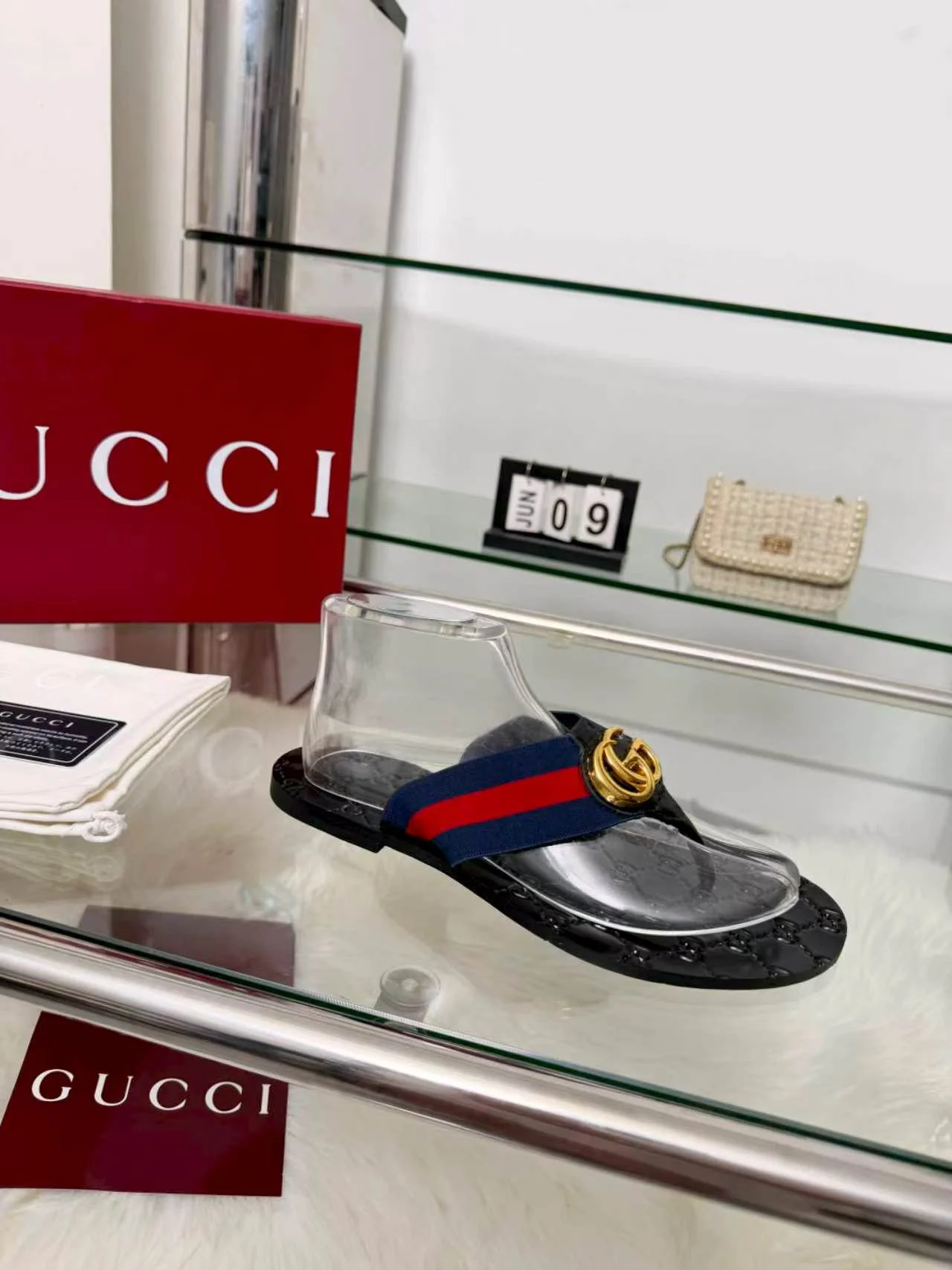 GUCCI Slides Elastic Black-Gold EU35-45 A30202609110054 - Image 9
