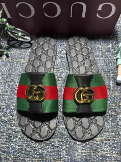 GUCCI Slides Fabric Black-Green-Red-Gold EU35-44 A30202609111878