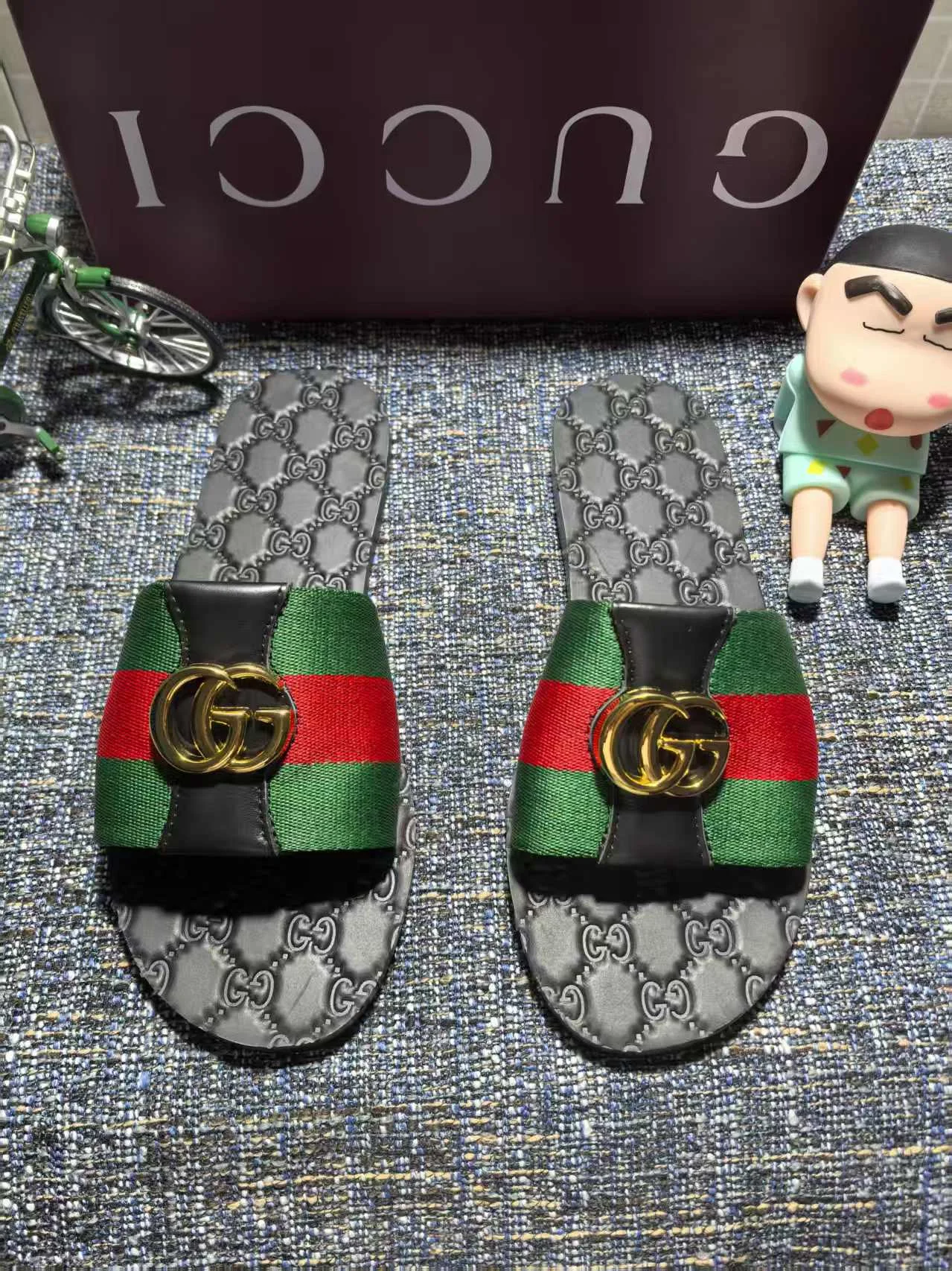GUCCI Slides Fabric Black-Green-Red-Gold EU35-44 A30202609111878 - Image 2