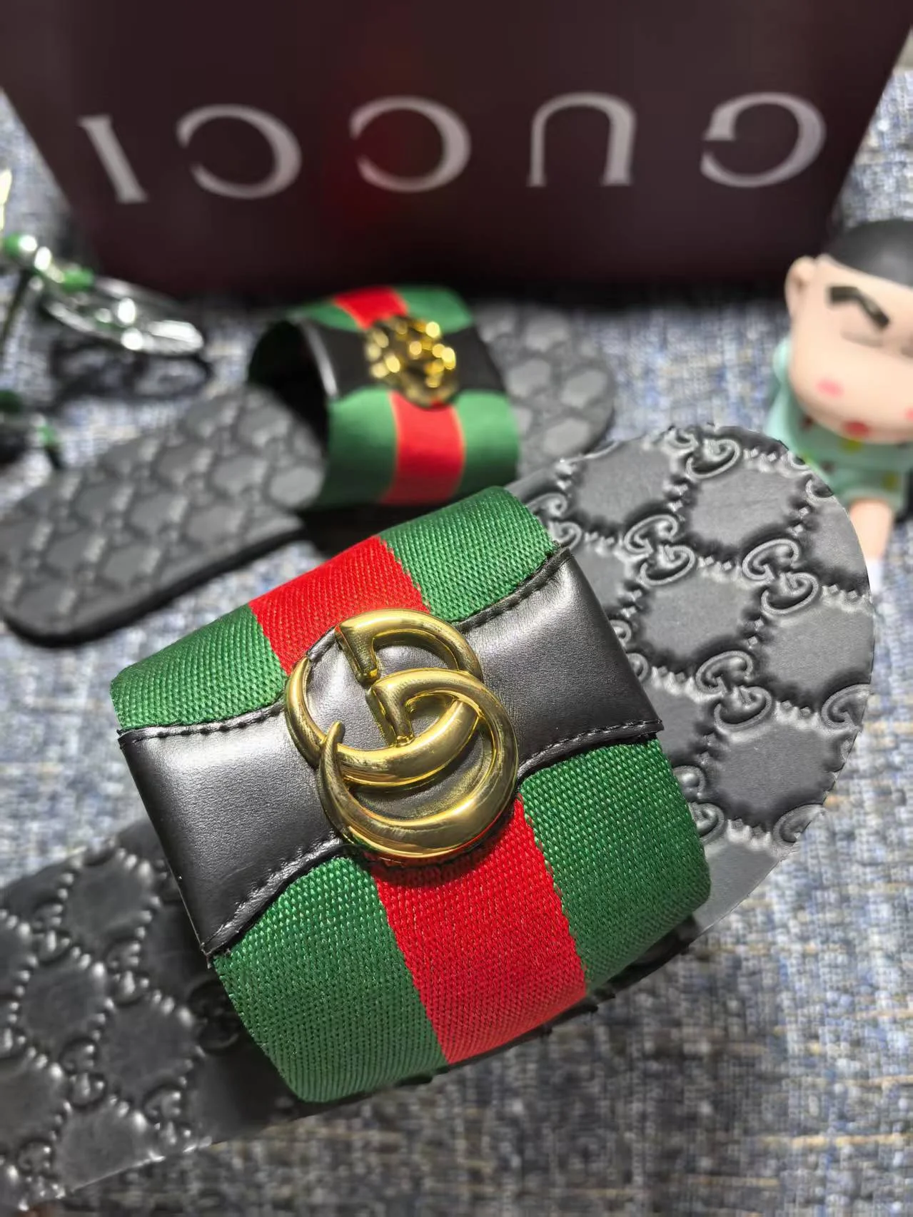 GUCCI Slides Fabric Black-Green-Red-Gold EU35-44 A30202609111878 - Image 4