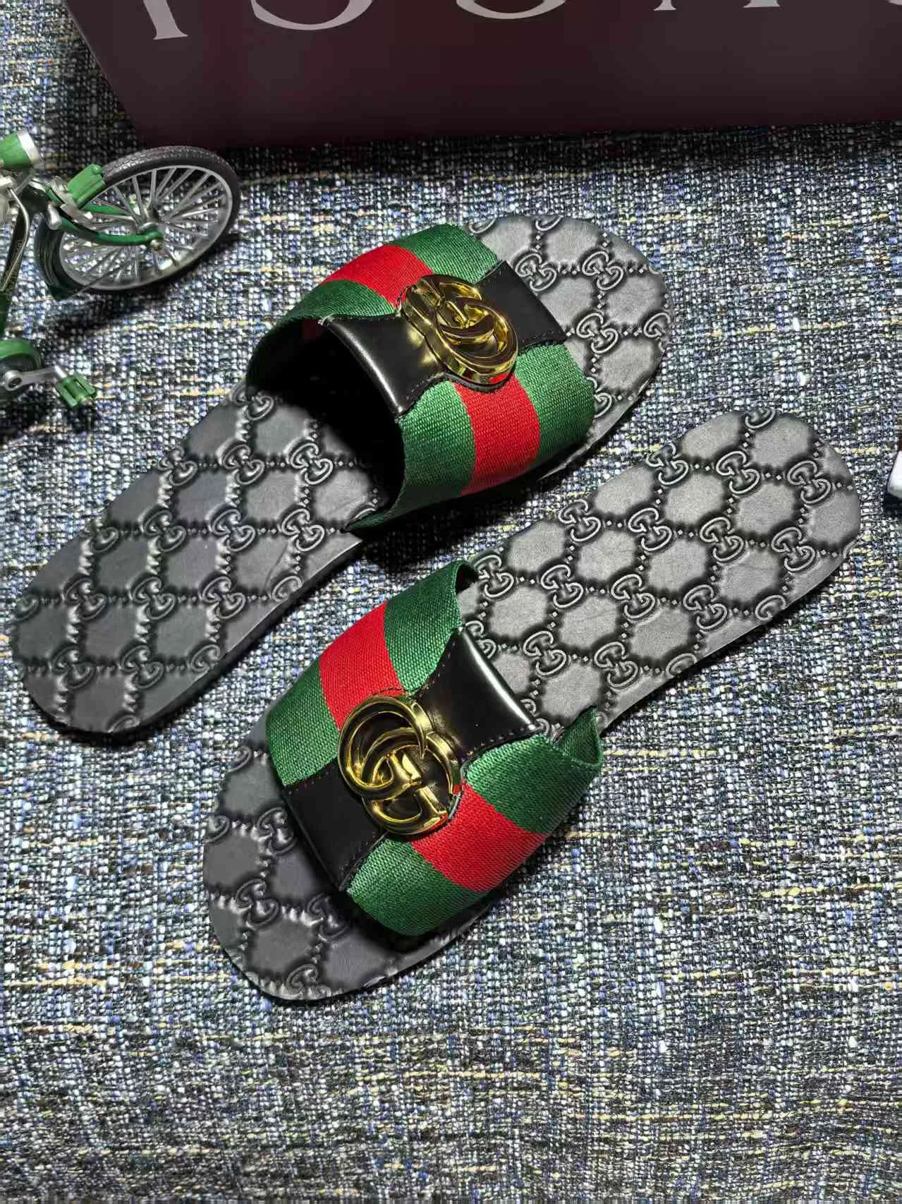 GUCCI Slides Fabric Black-Green-Red-Gold EU35-44 A30202609111878 - Image 5