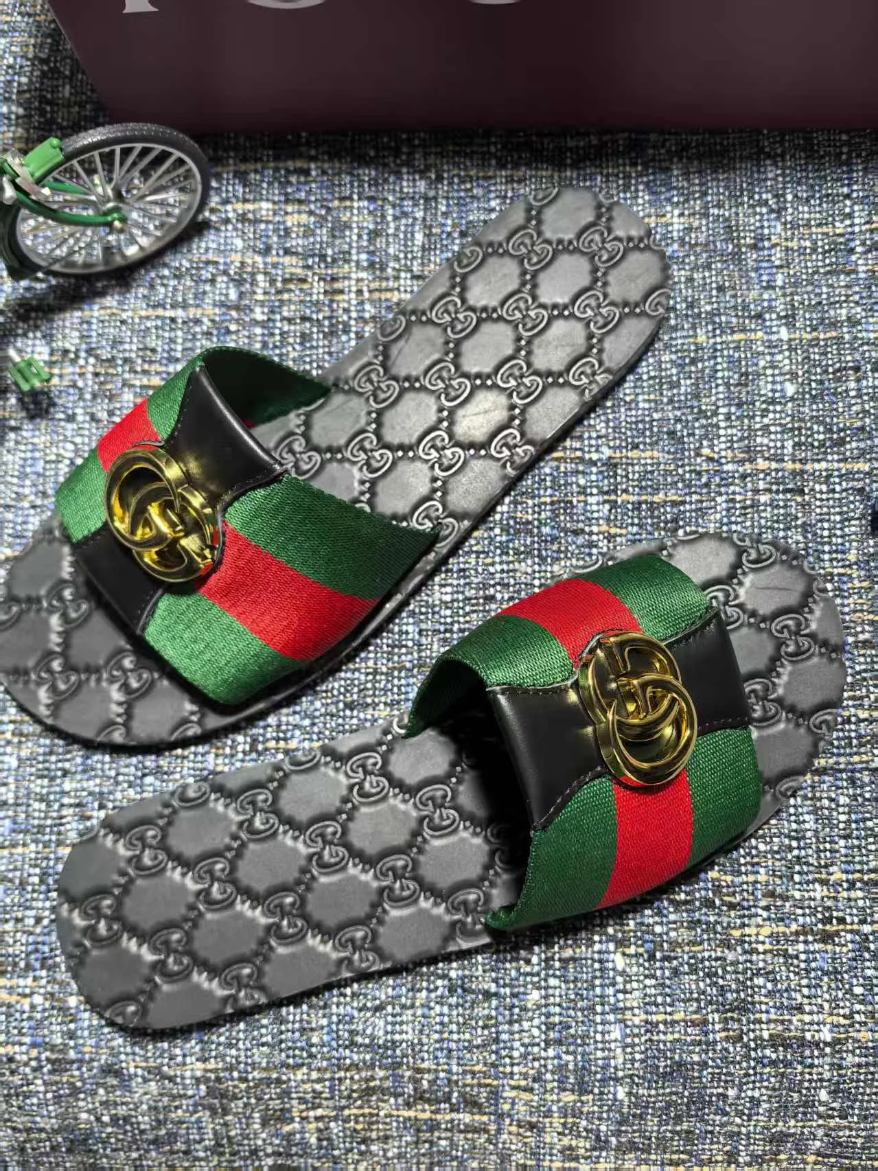 GUCCI Slides Fabric Black-Green-Red-Gold EU35-44 A30202609111878 - Image 6