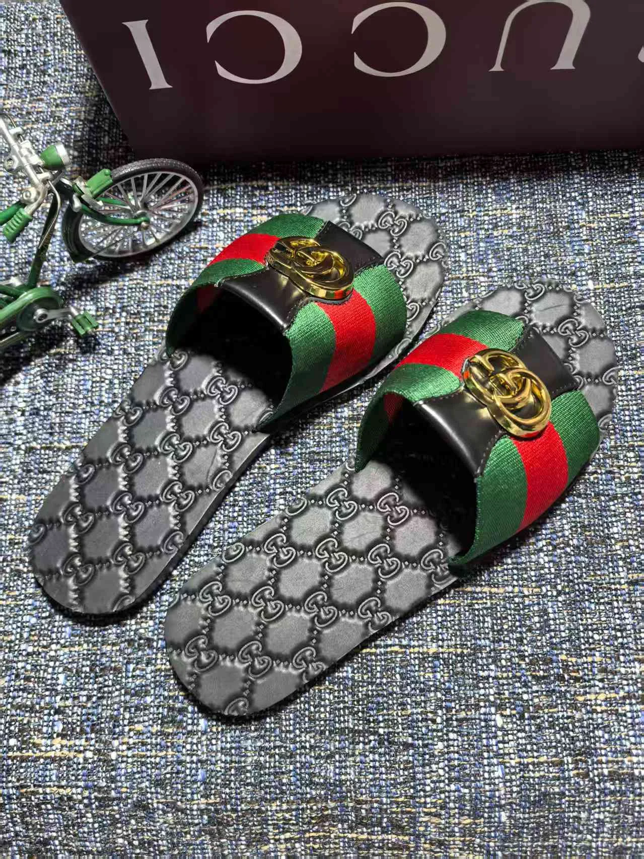 GUCCI Slides Fabric Black-Green-Red-Gold EU35-44 A30202609111878 - Image 7