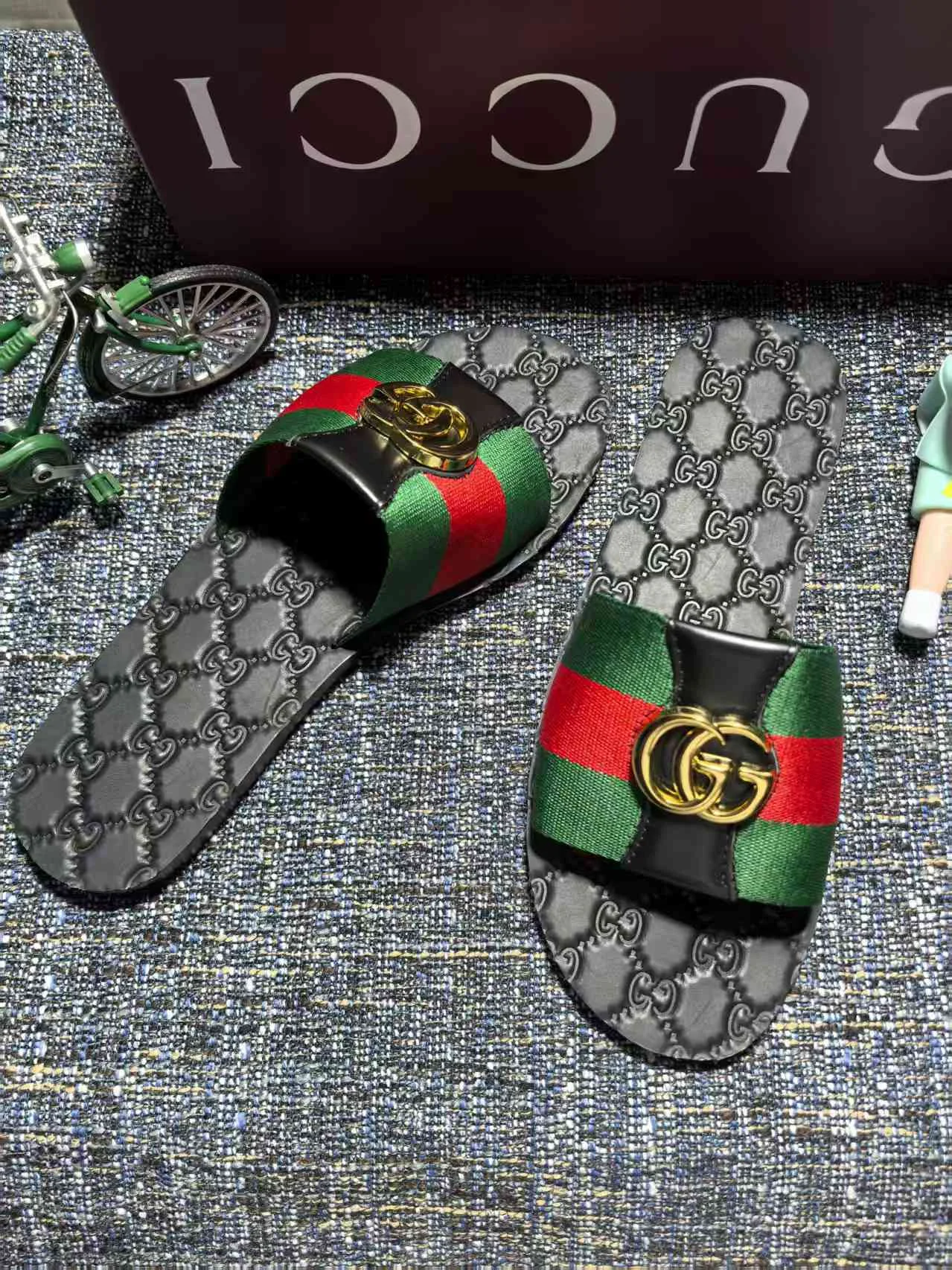 GUCCI Slides Fabric Black-Green-Red-Gold EU35-44 A30202609111878 - Image 8