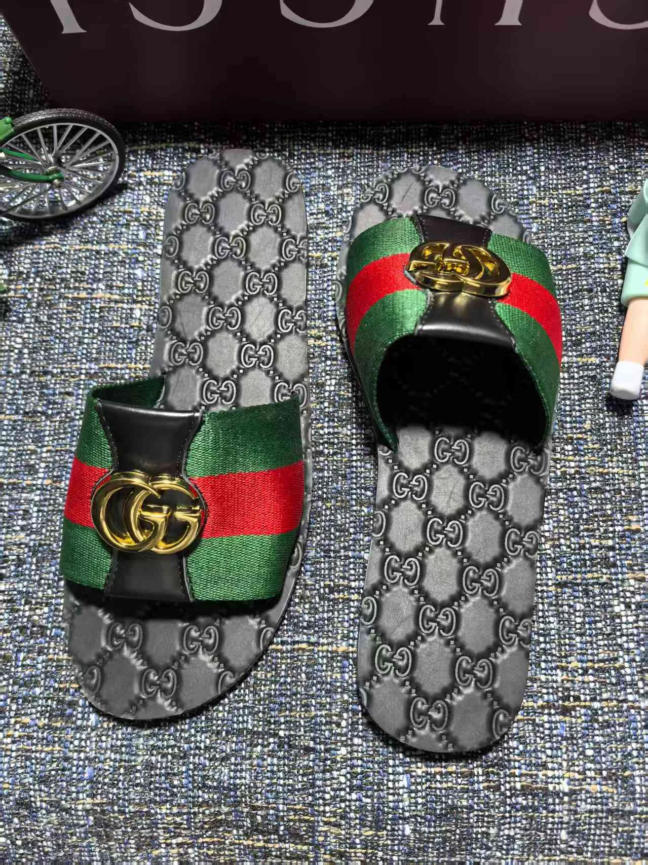 GUCCI Slides Fabric Black-Green-Red-Gold EU35-44 A30202609111878 - Image 9