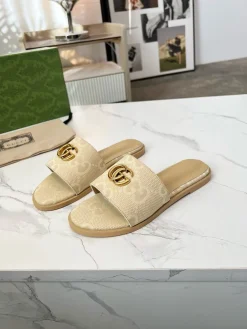 GUCCI Slides Fabric Sheepskin Beige-Gold EU35-42 A40202609111884