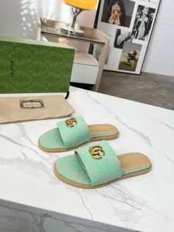 Alternative view of GUCCI Slides Fabric Sheepskin Mint Green-Gold EU35-42 A40202609111880