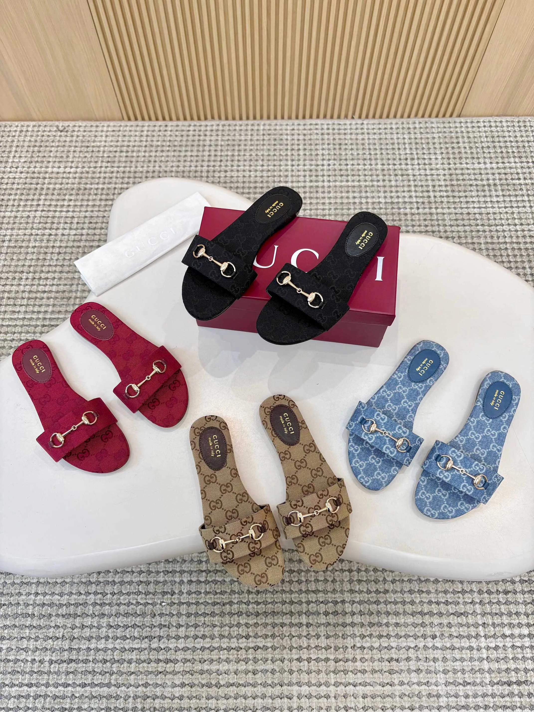 GUCCI Slides GG Canvas Black-Red-Brown-Blue EU35-42 A30202609111879