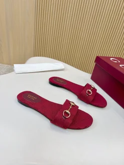 GUCCI Slides GG Canvas Red-Gold EU35-42 A30202609111876