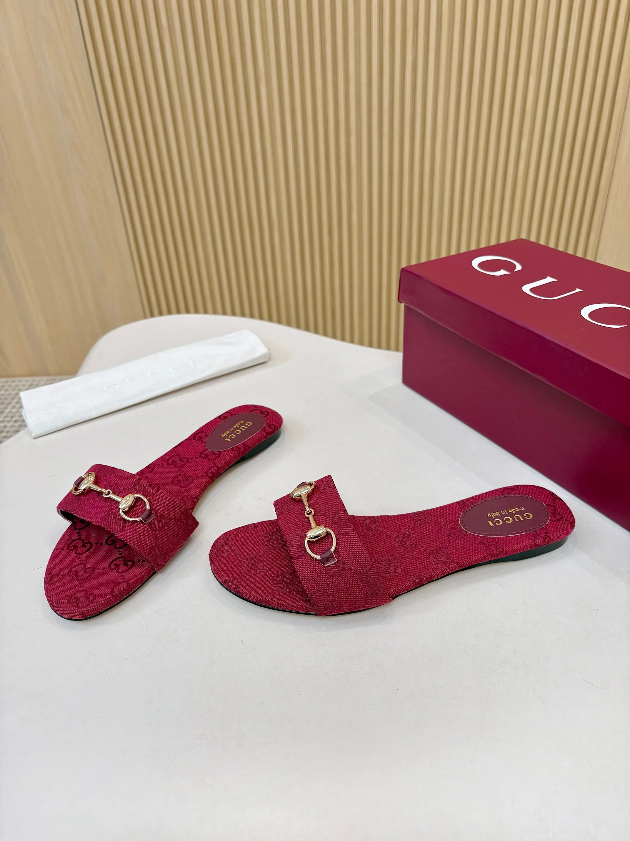 GUCCI Slides GG Canvas Red-Gold EU35-42 A30202609111876 - Image 4