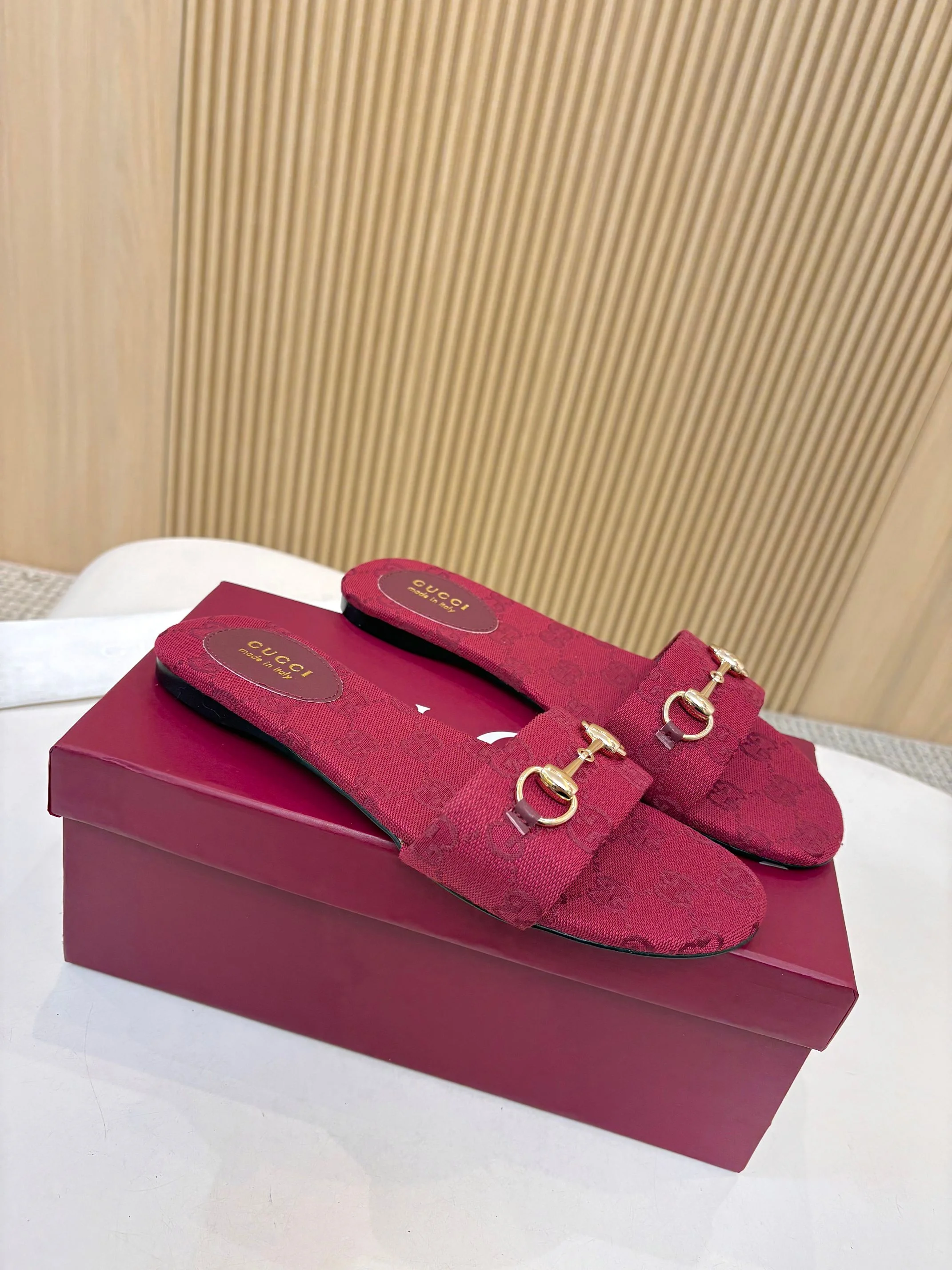 GUCCI Slides GG Canvas Red-Gold EU35-42 A30202609111876 - Image 7