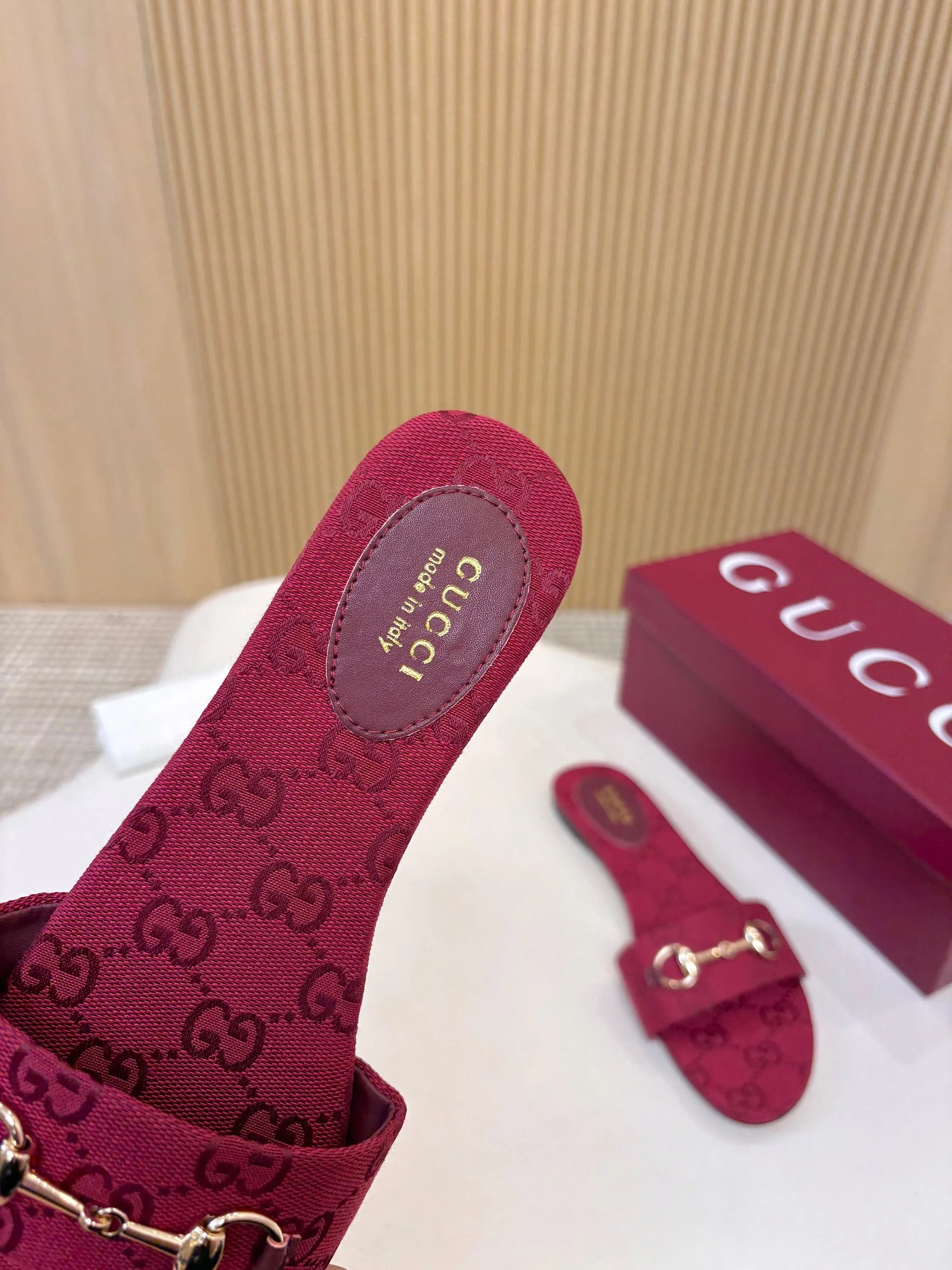 GUCCI Slides GG Canvas Red-Gold EU35-42 A30202609111876 - Image 8