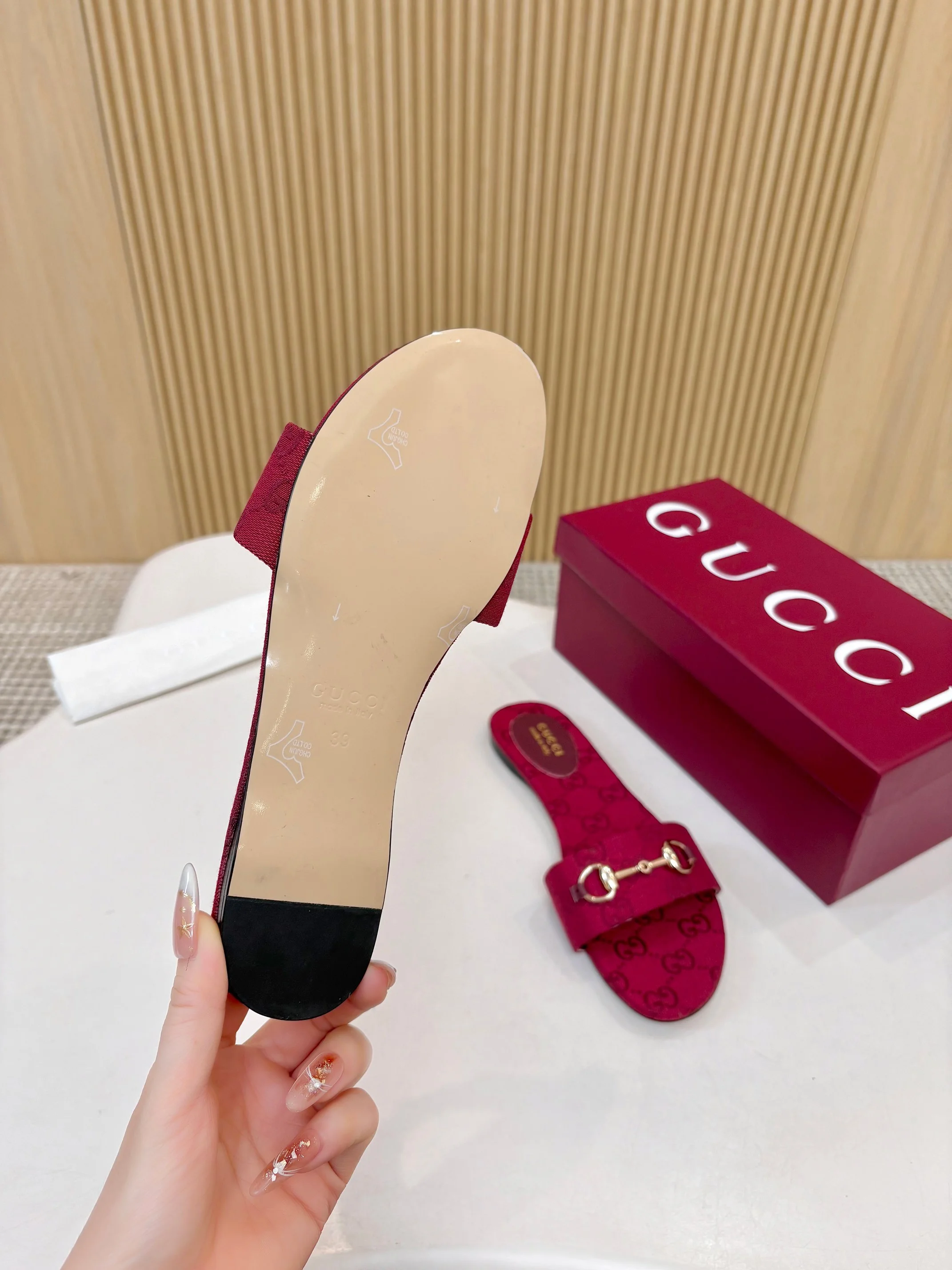 GUCCI Slides GG Canvas Red-Gold EU35-42 A30202609111876 - Image 9