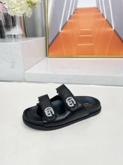 GUCCI Slides Lamb Leather Black-Silver EU35-46 B10202609111216