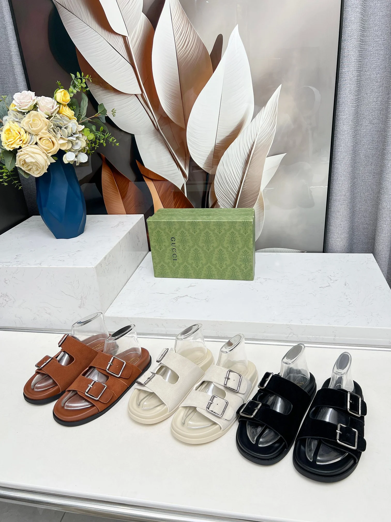 GUCCI Slides Lamb Leather Brown-Silver EU35-46 A80202609111215 - Image 4