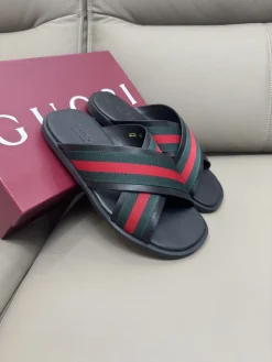 GUCCI Slides Leather Black-Green-Red EU40-47 A80202609111814