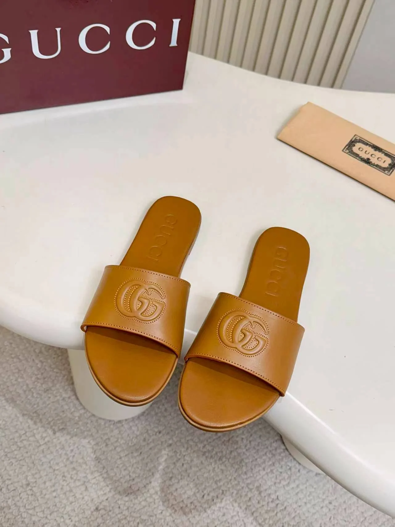 GUCCI Slides Leather Sole Brown EU35-43 A50202609111138 - Image 3