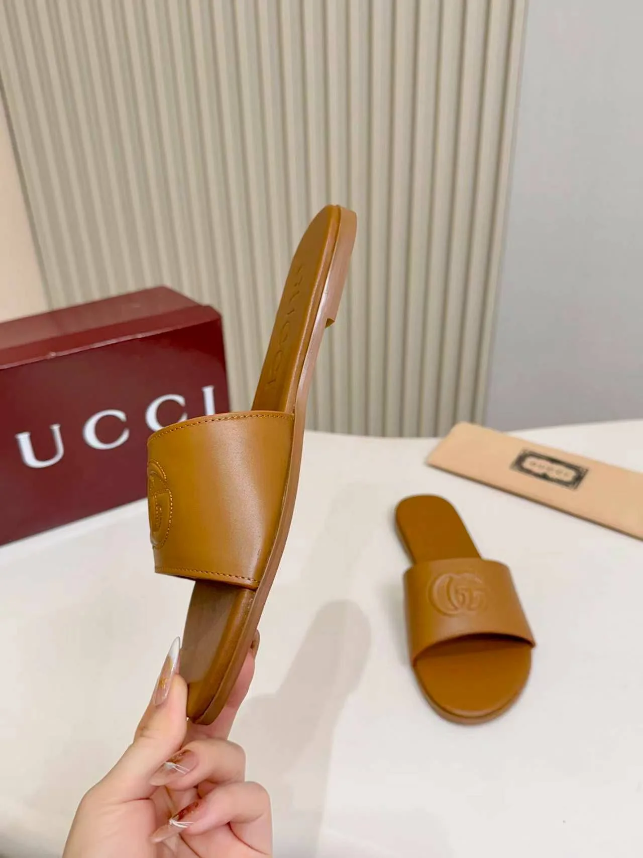 GUCCI Slides Leather Sole Brown EU35-43 A50202609111138 - Image 5