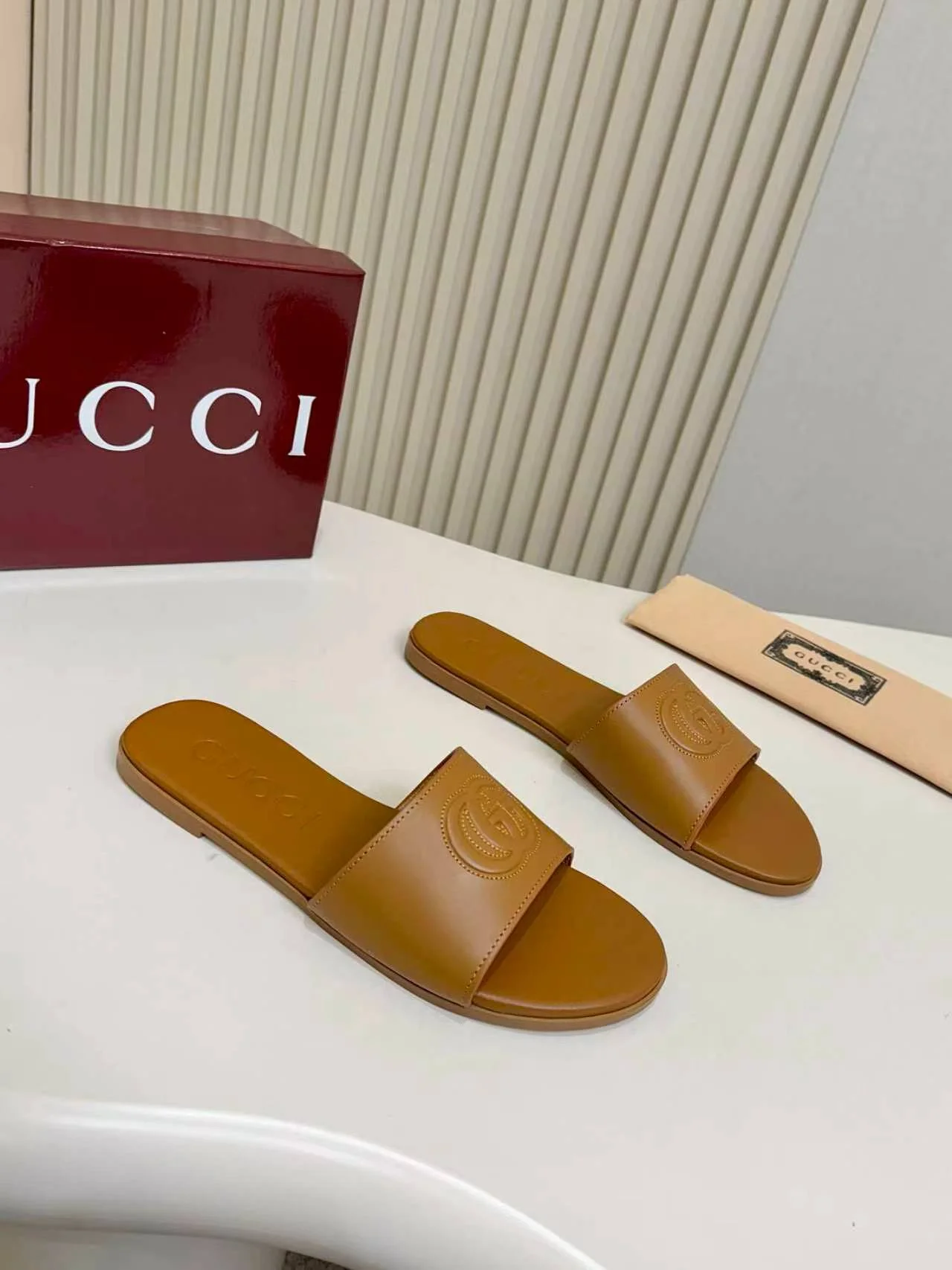 GUCCI Slides Leather Sole Brown EU35-43 A50202609111138 - Image 6