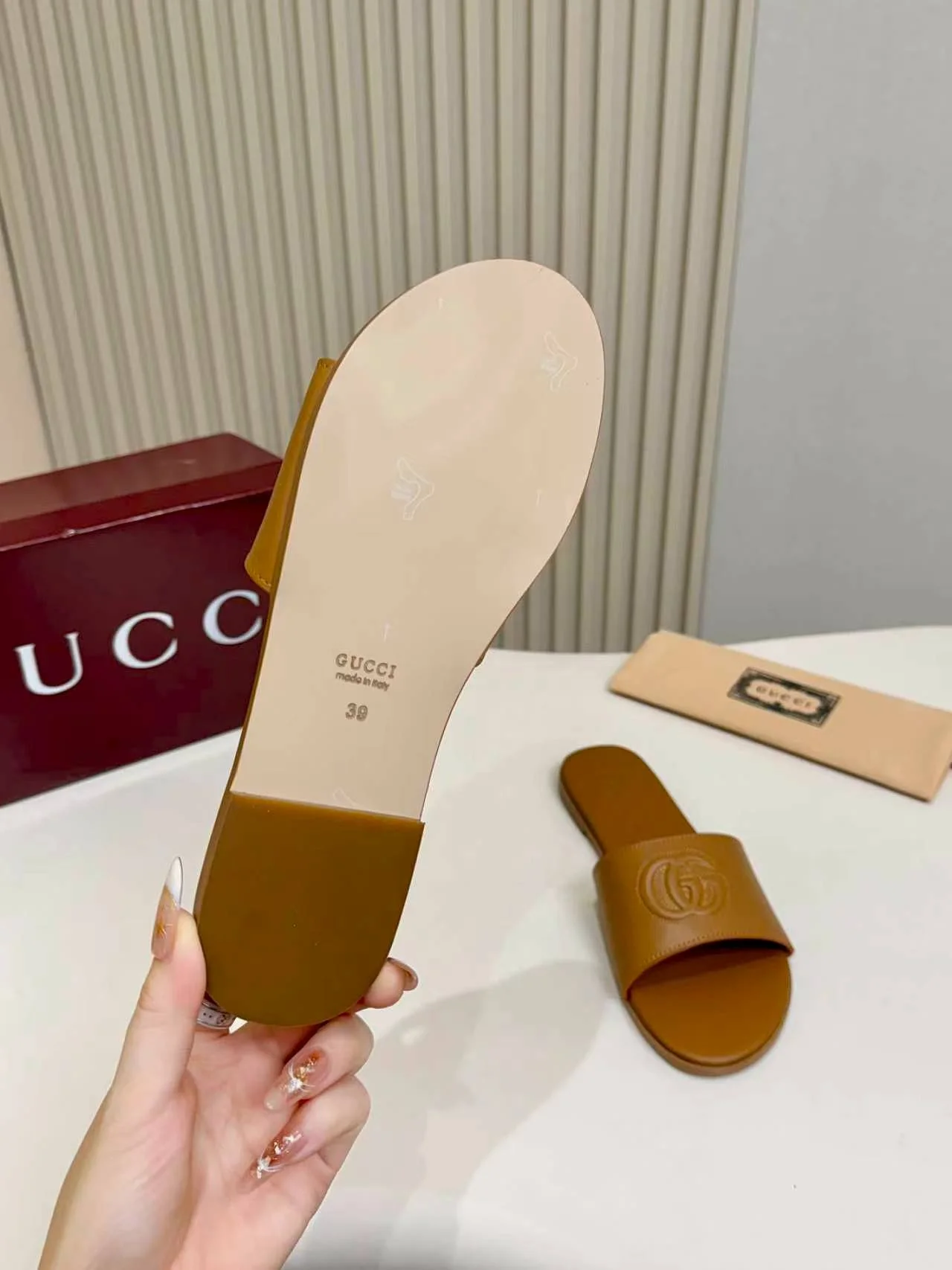 GUCCI Slides Leather Sole Brown EU35-43 A50202609111138 - Image 7