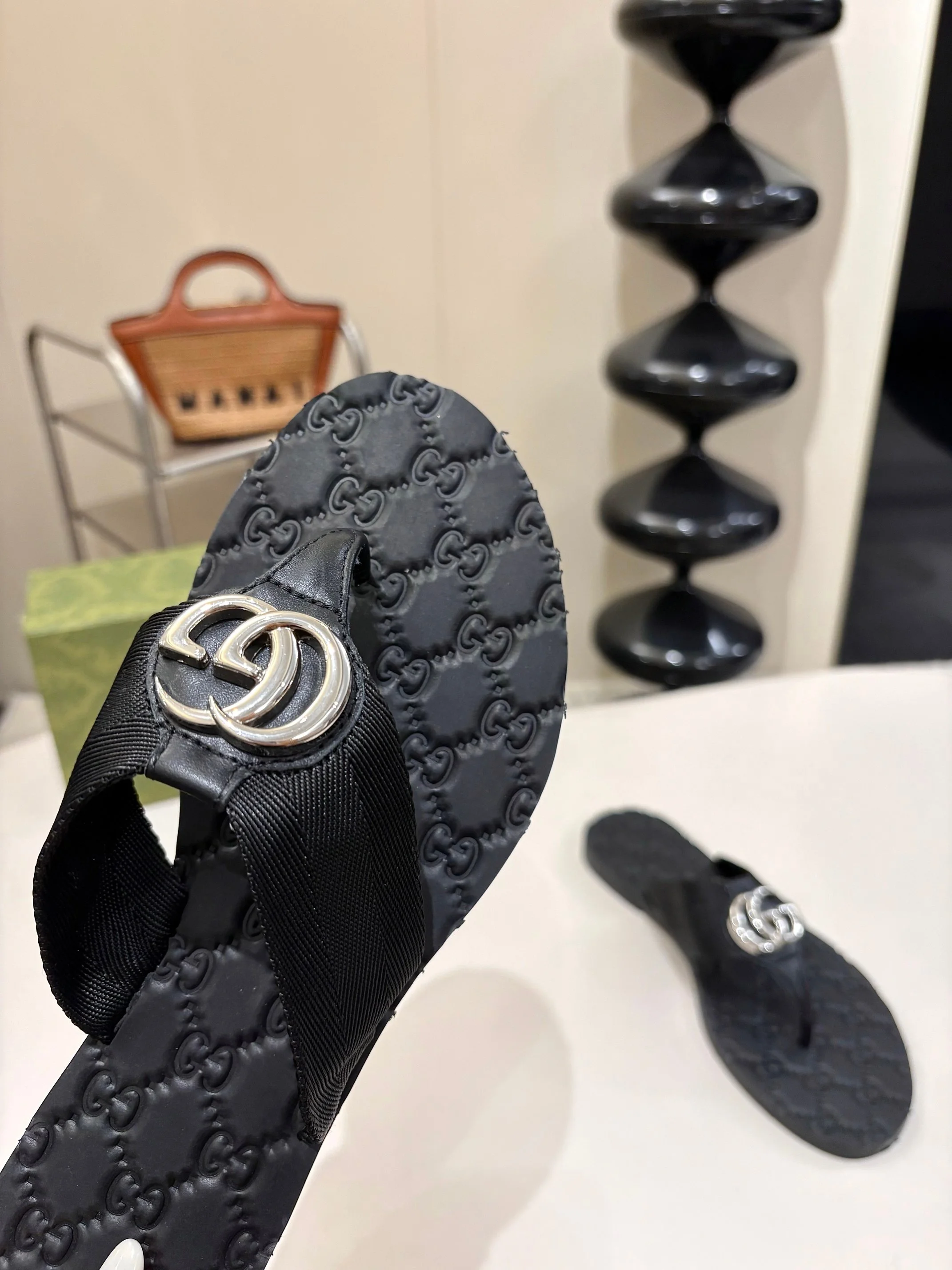 GUCCI Slides Leather Webbing Black-Silver EU35-45 B046202609110060 - Image 5