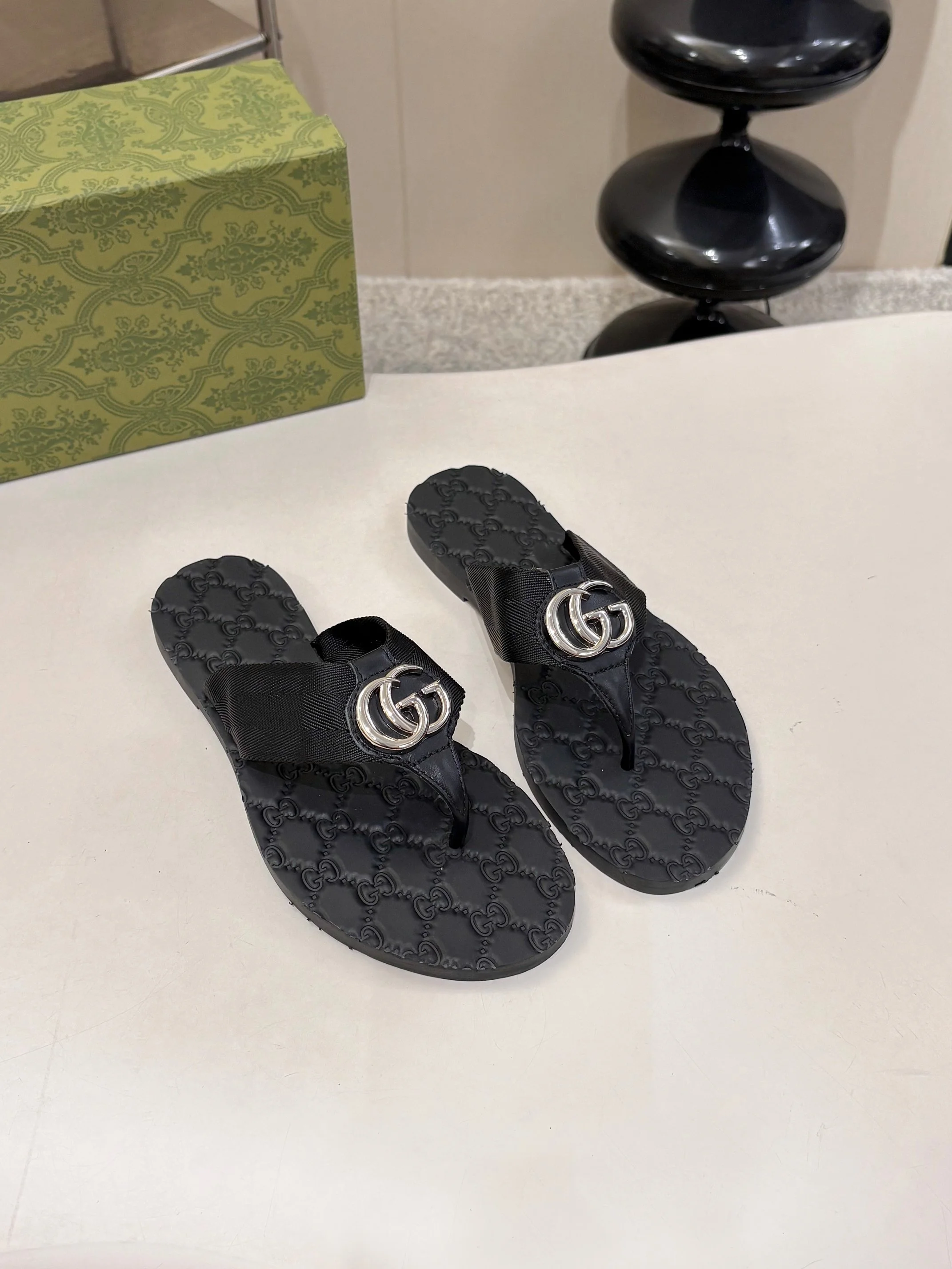 GUCCI Slides Leather Webbing Black-Silver EU35-45 B046202609110060 - Image 7
