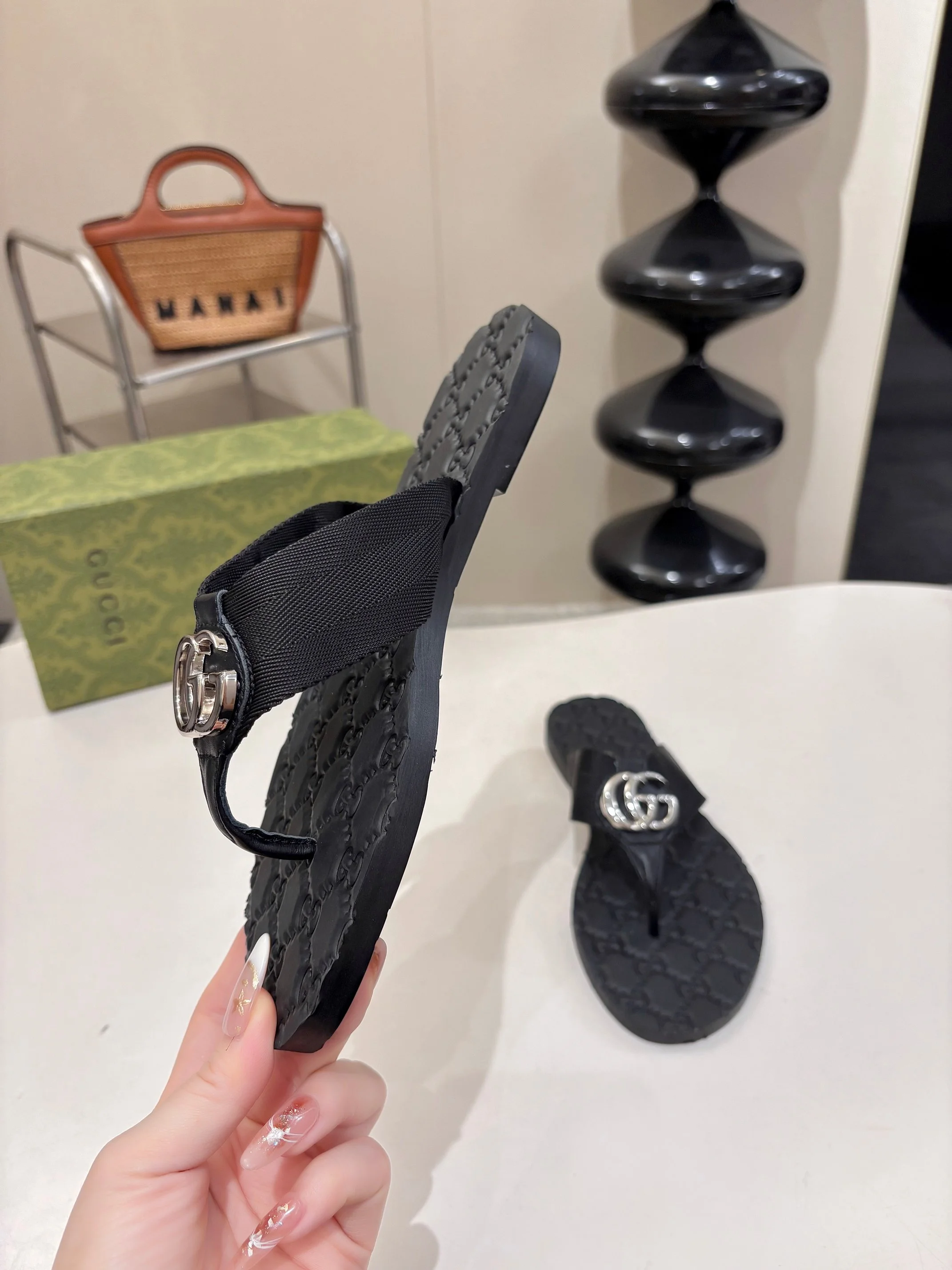 GUCCI Slides Leather Webbing Black-Silver EU35-45 B046202609110060 - Image 9