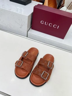 GUCCI Slides Sheepskin Brown-Silver EU35-46 A80202609111217