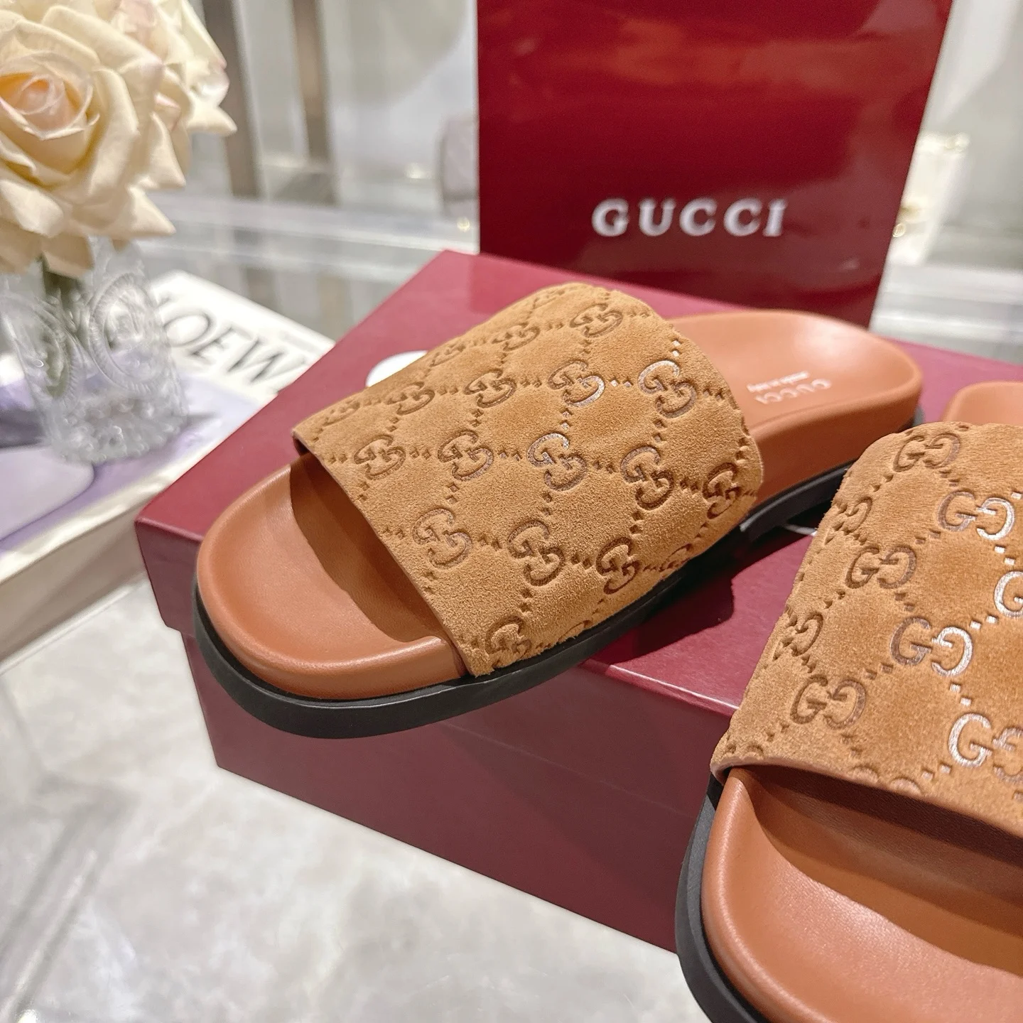 GUCCI Slides Suede Calfskin Rubber Brown-Black EU36-47 A70202609111831 - Image 7