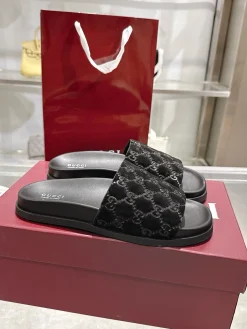 GUCCI Slides Suede Leather Black EU36-47 A70202609111827