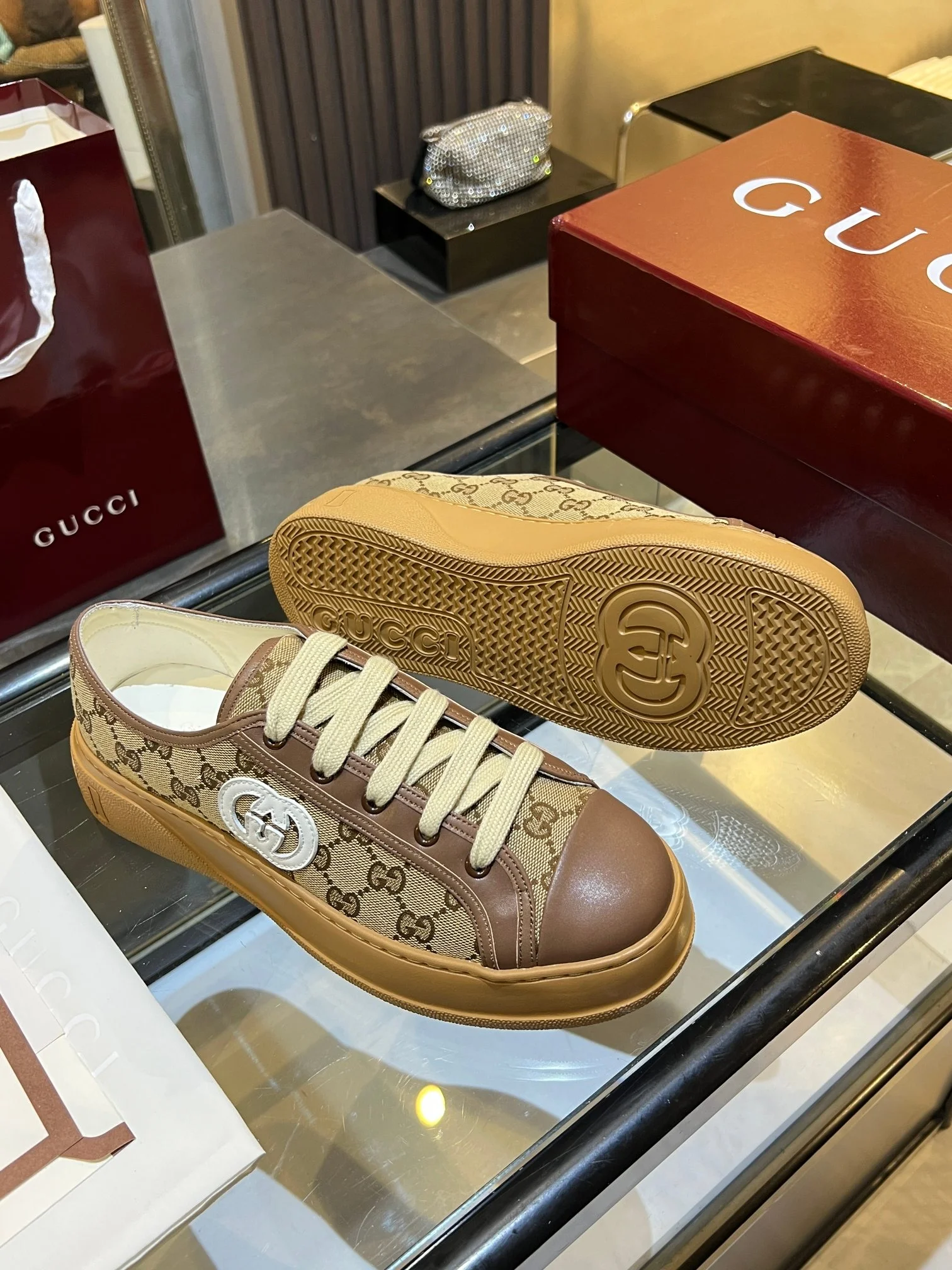 GUCCI Sneakers Brown-White B60202609110576 - Image 6
