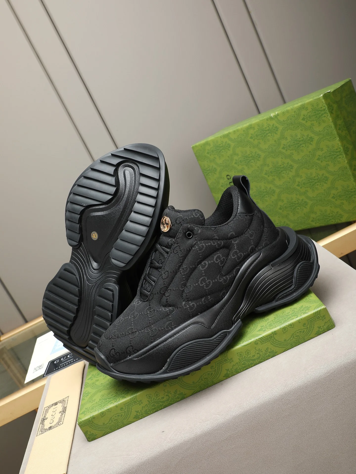 GUCCI Sneakers Canvas Black EU39-44 C10202609110719 - Image 3
